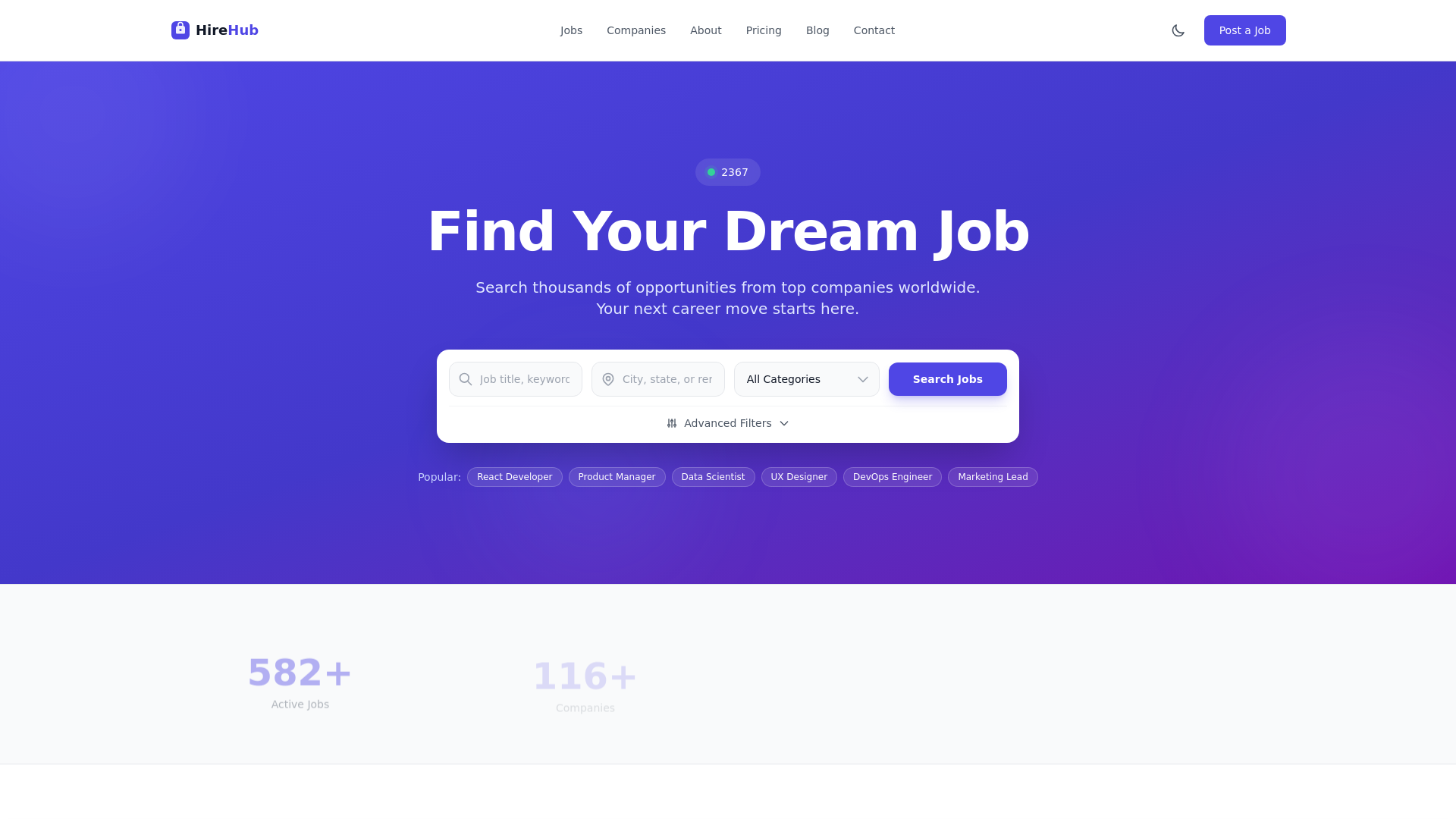 website screenshot of https://hirehub-colorlib.pages.dev/