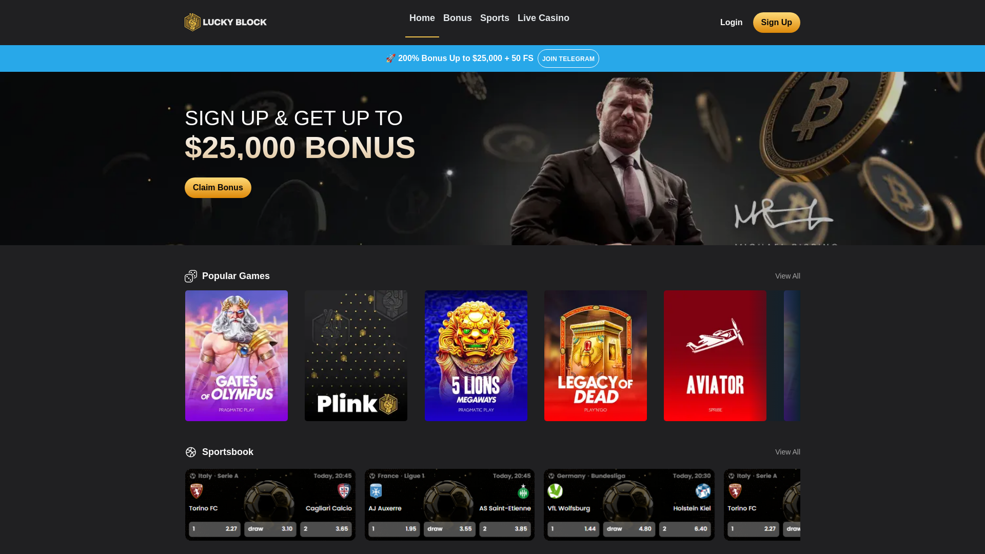 website screenshot of https://lucky-block.net/