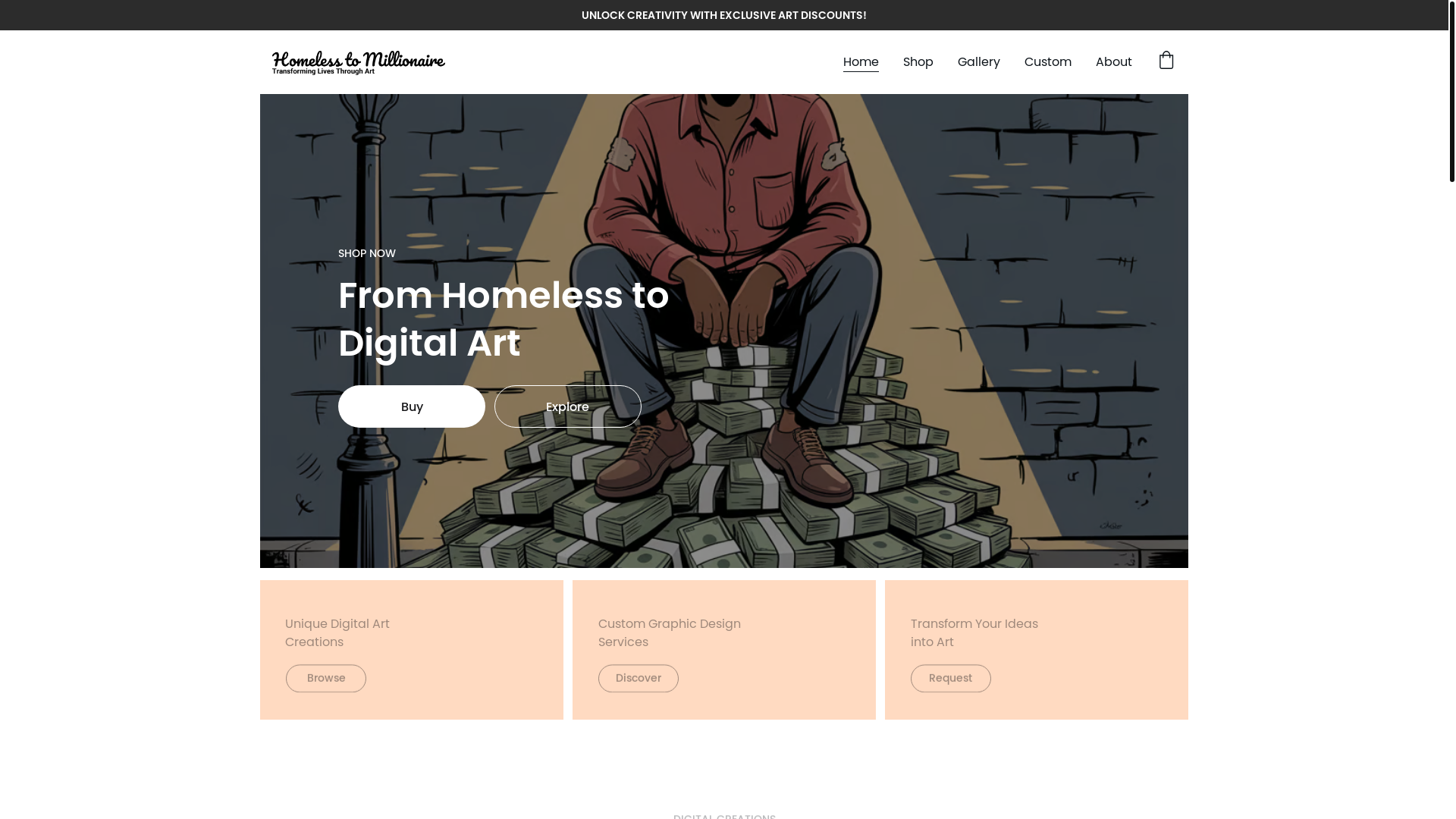 website screenshot of https://homeless2millionaire.net/