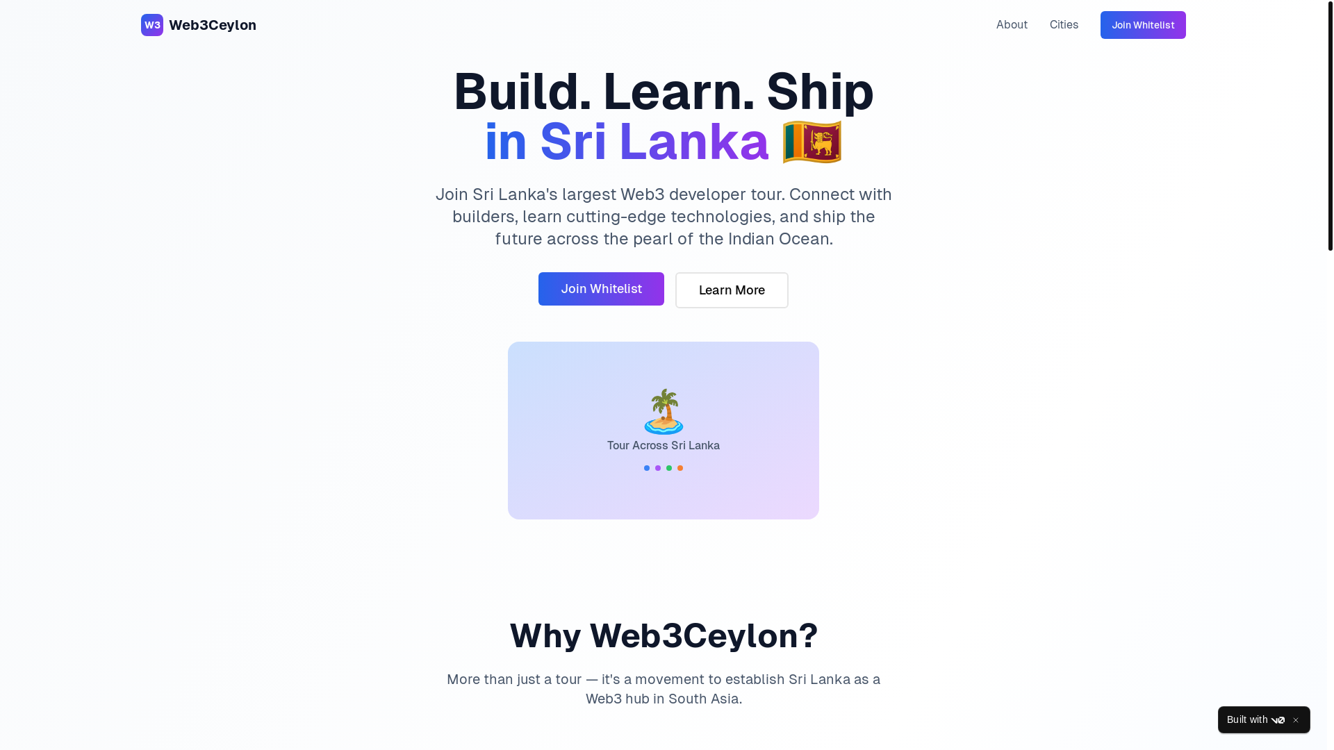 website screenshot of https://web3ceylon.com/