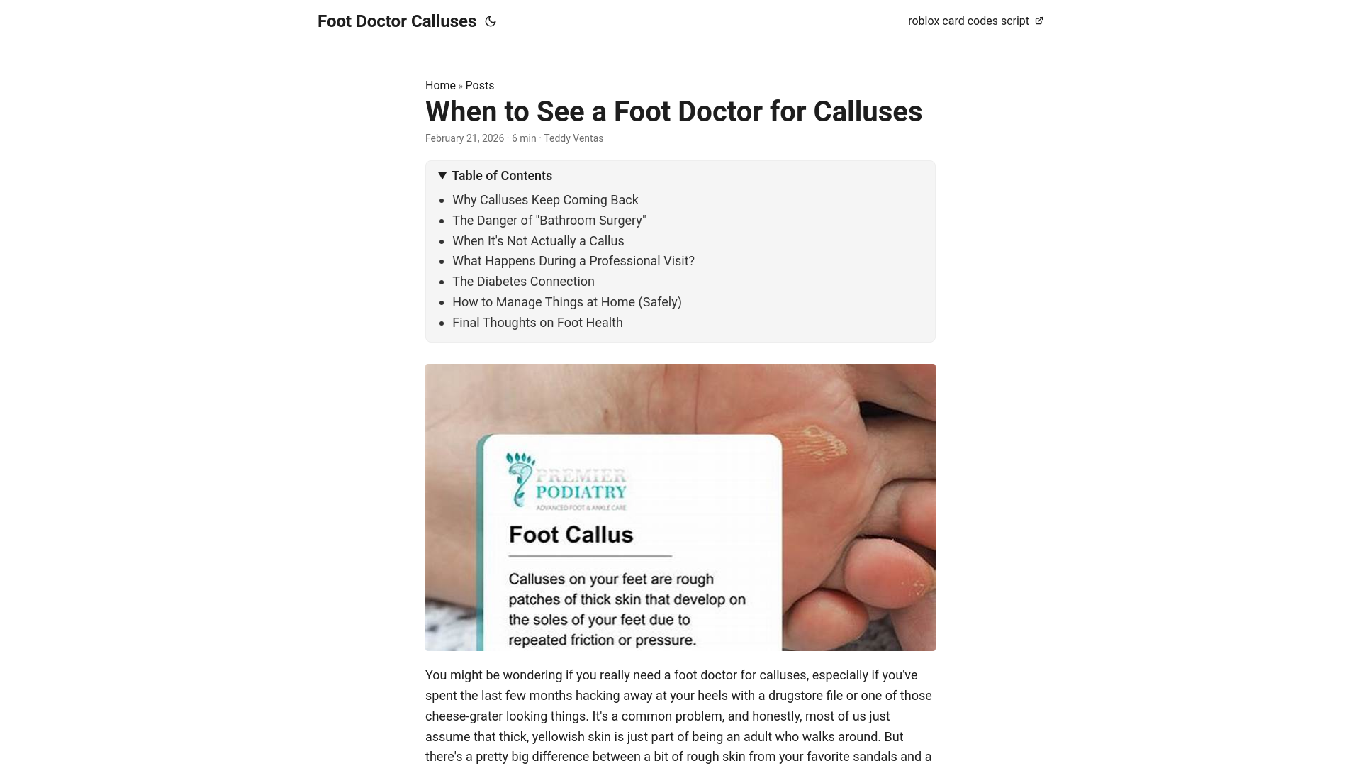 website screenshot of https://foot-doctor-calluses.pages.dev/