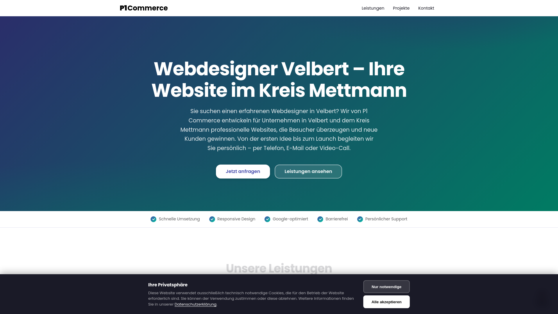 website screenshot of https://webdesigner-velbert.de