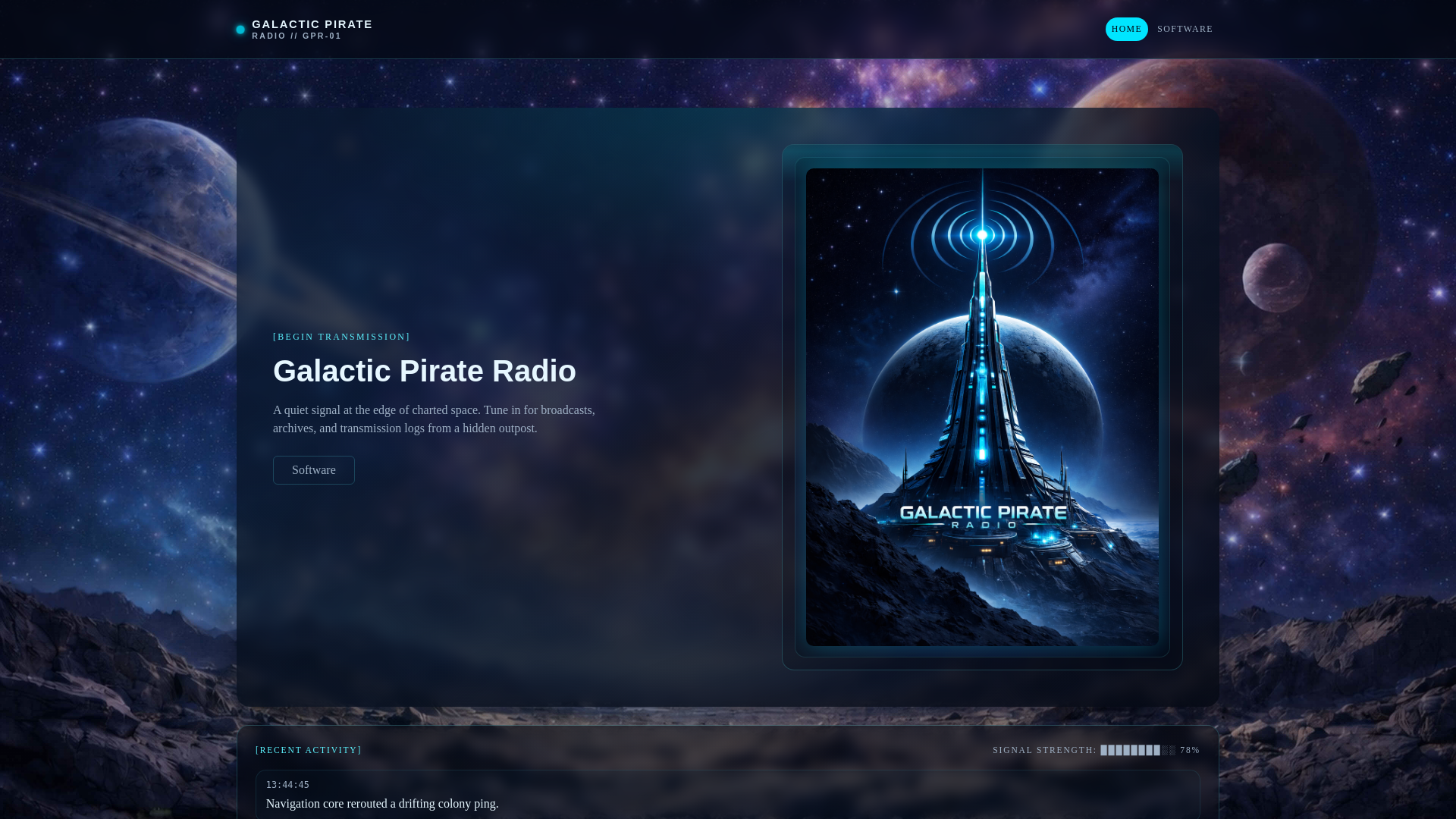 website screenshot of https://galacticpirateradio.com/