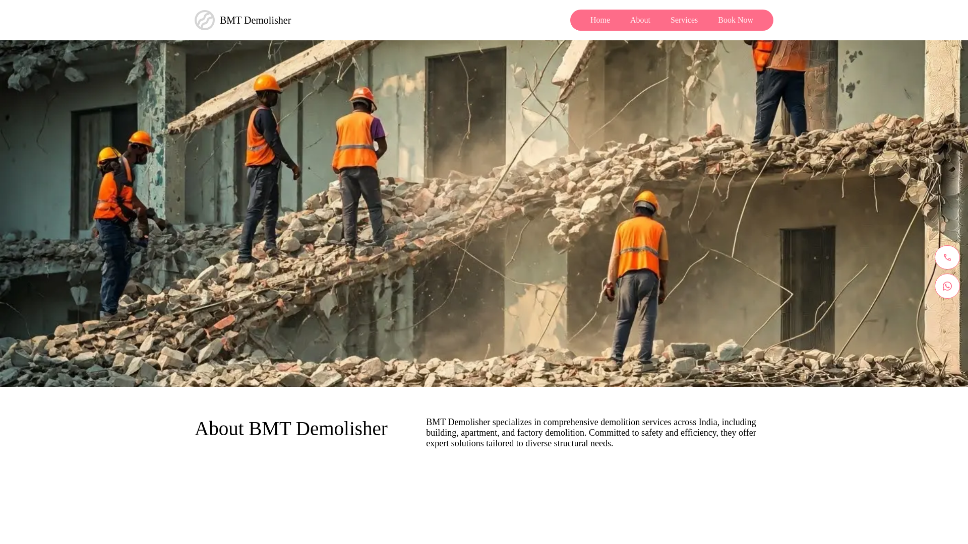 website screenshot of https://bmtdemolisher.in/
