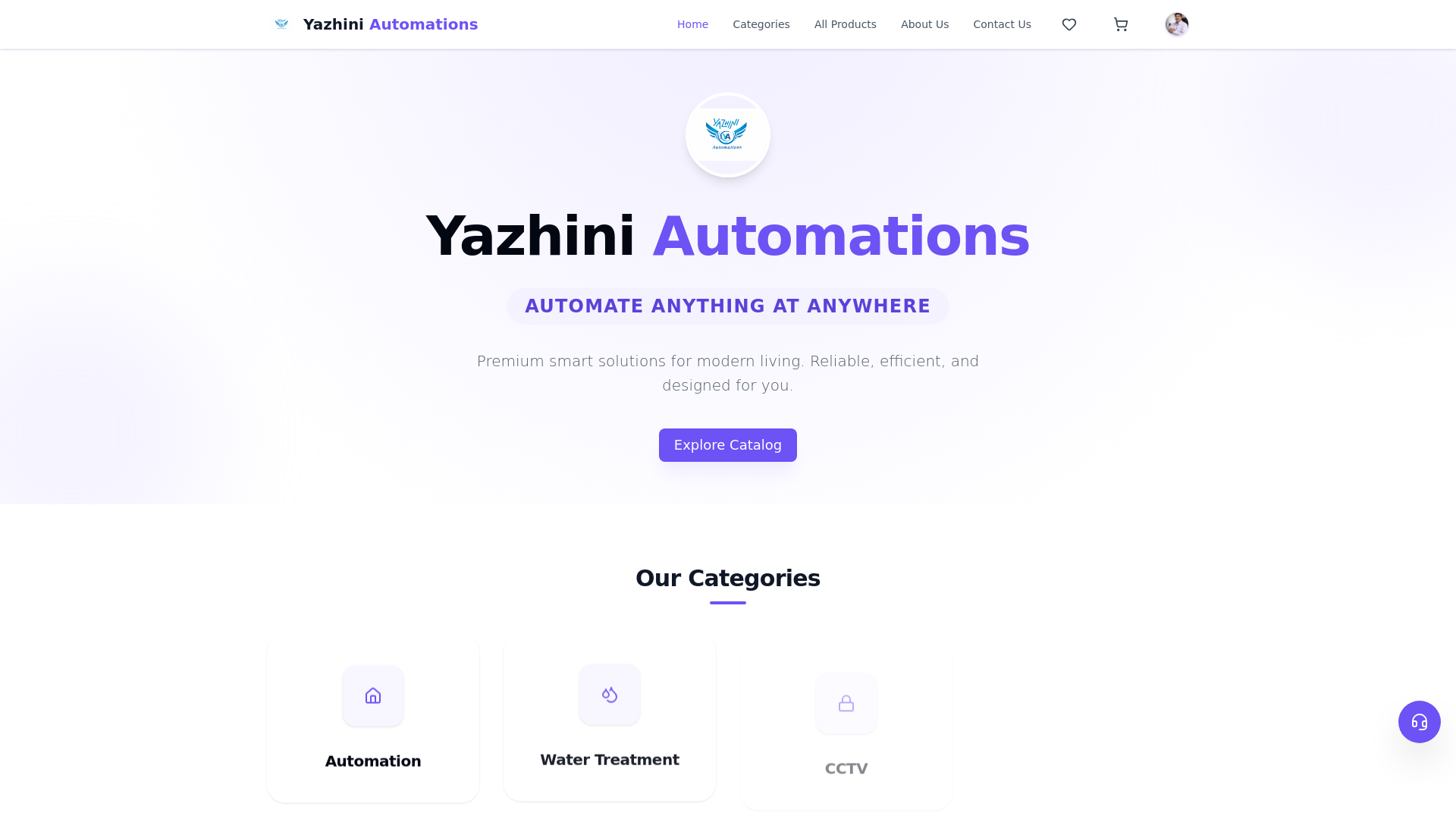 website screenshot of https://yazhiniautomations.in/