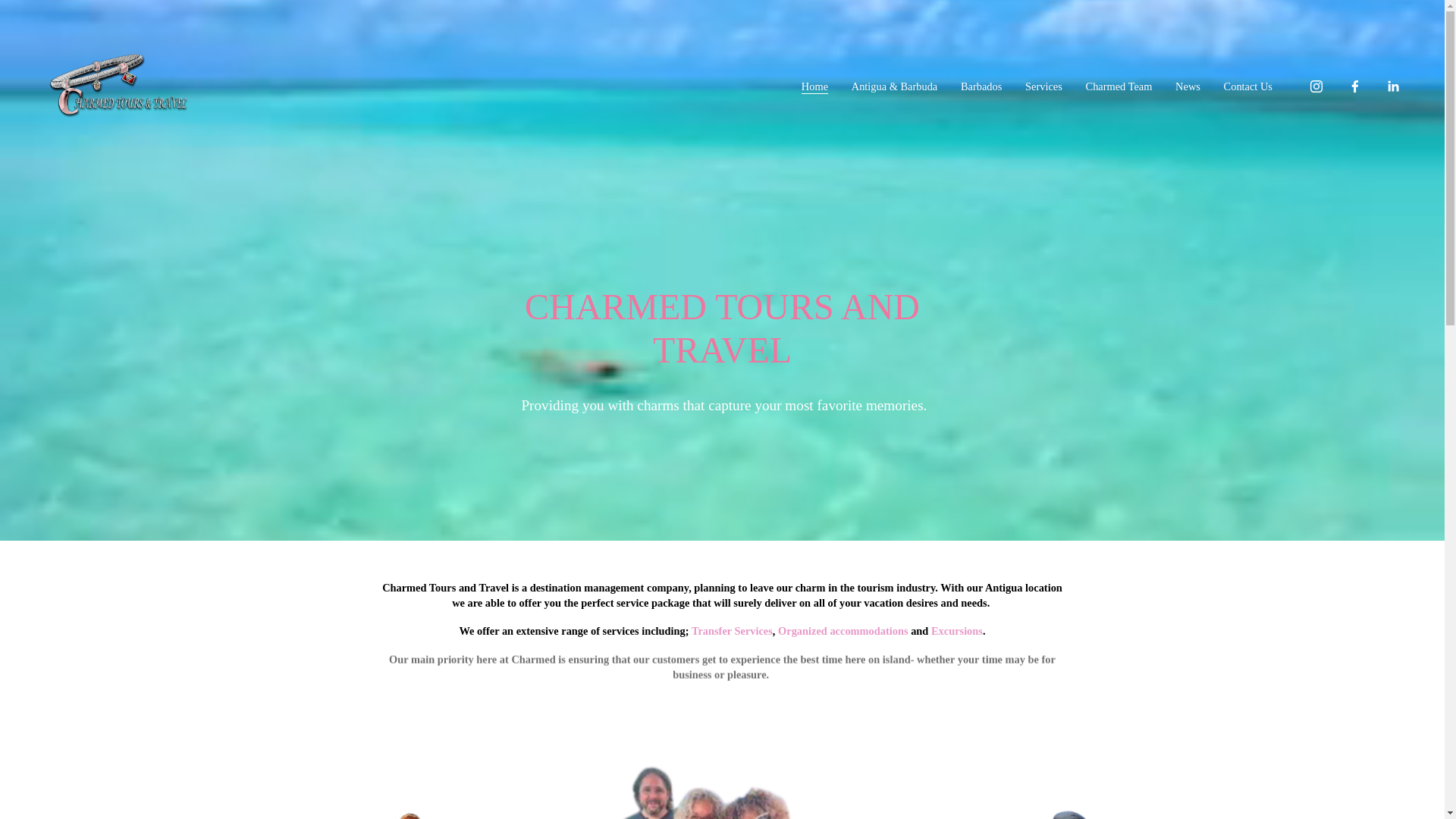 website screenshot of https://charmedtoursandtravel.org/