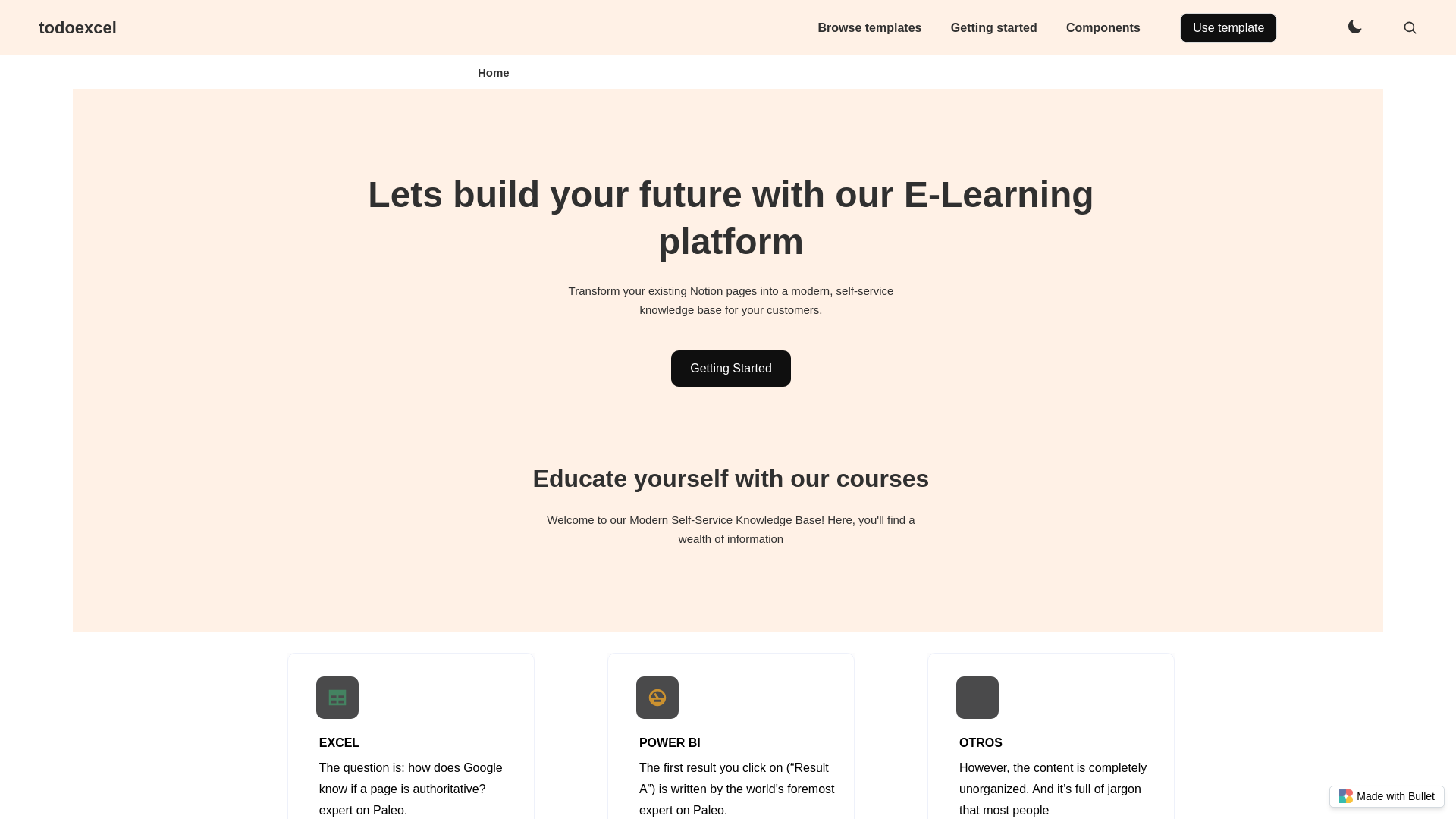 website screenshot of https://todoexcel-bullet.pages.dev/