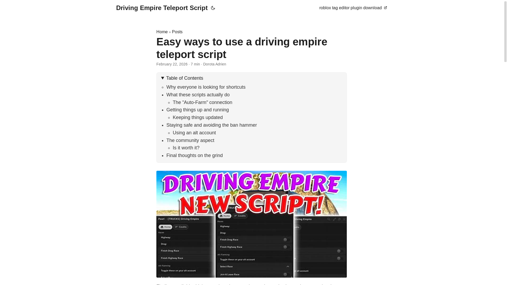 website screenshot of https://driving-empire-teleport-script.pages.dev/