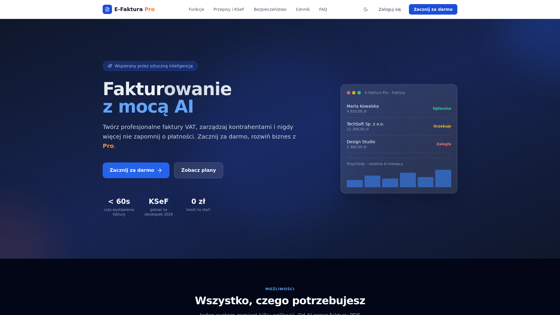 website screenshot of https://e-fakturapro.pl/