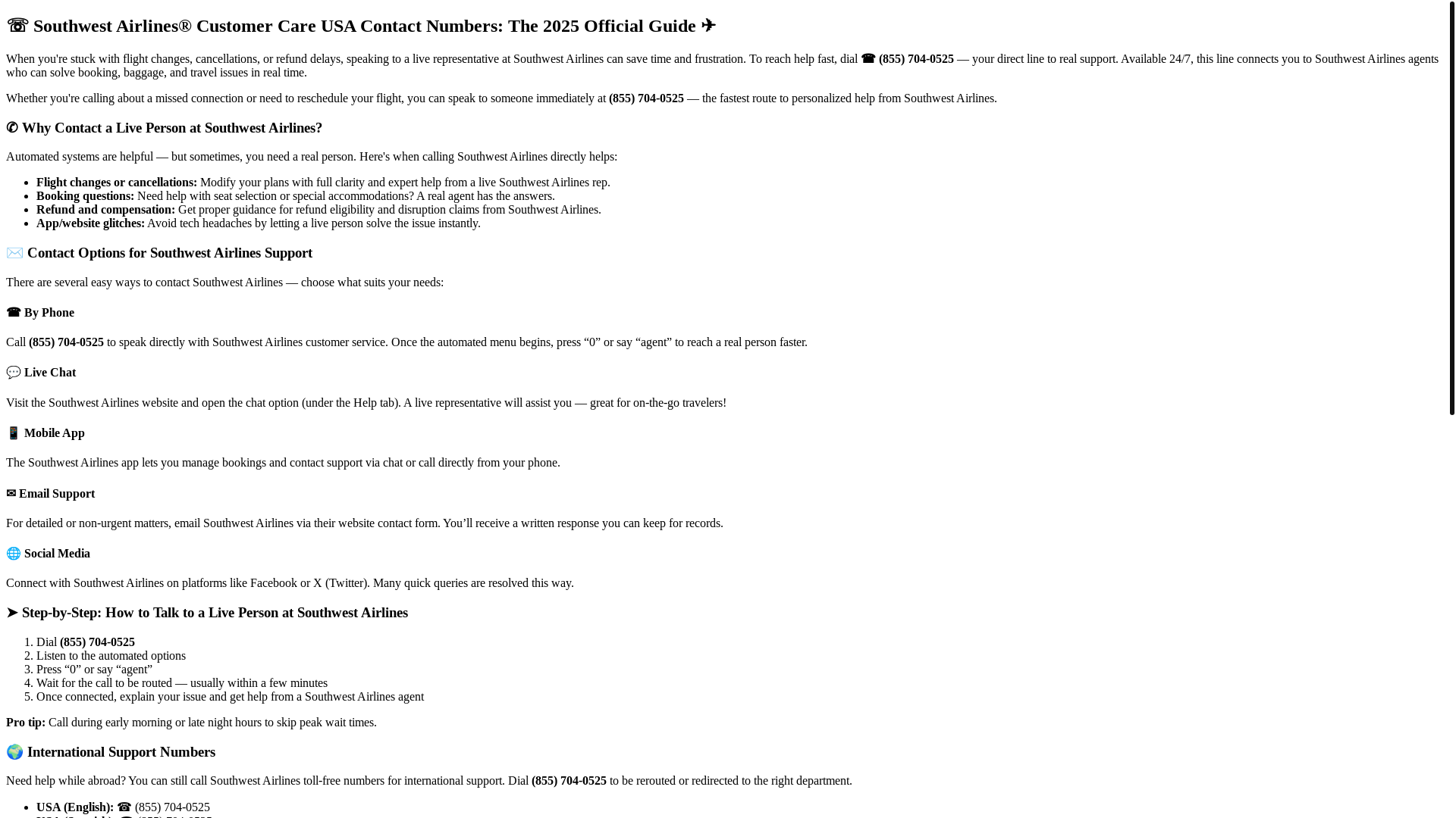 website screenshot of https://southwest-airlines-customer-care.pages.dev/