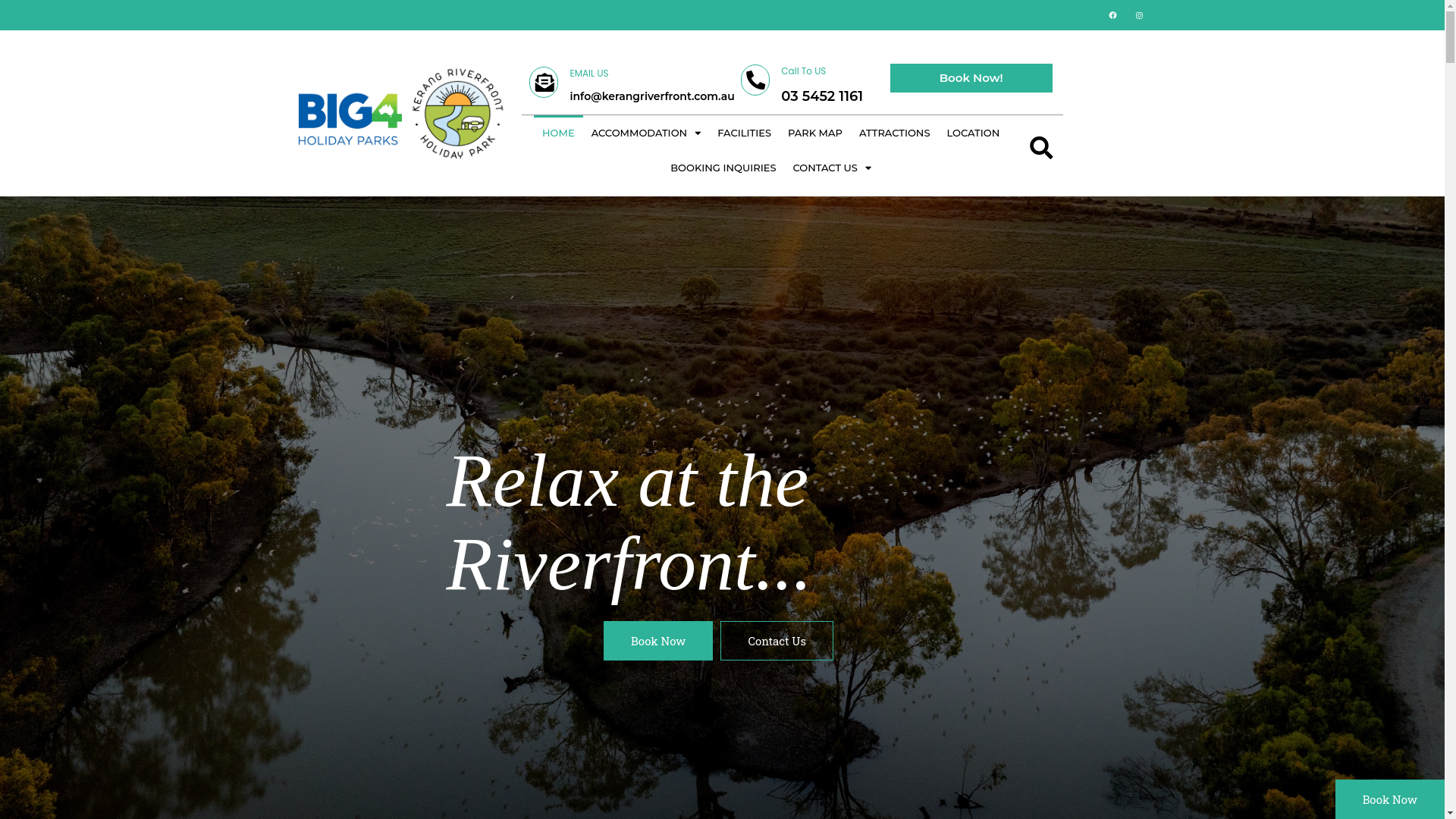 website screenshot of https://kerangriverfrontholidaypark.au/