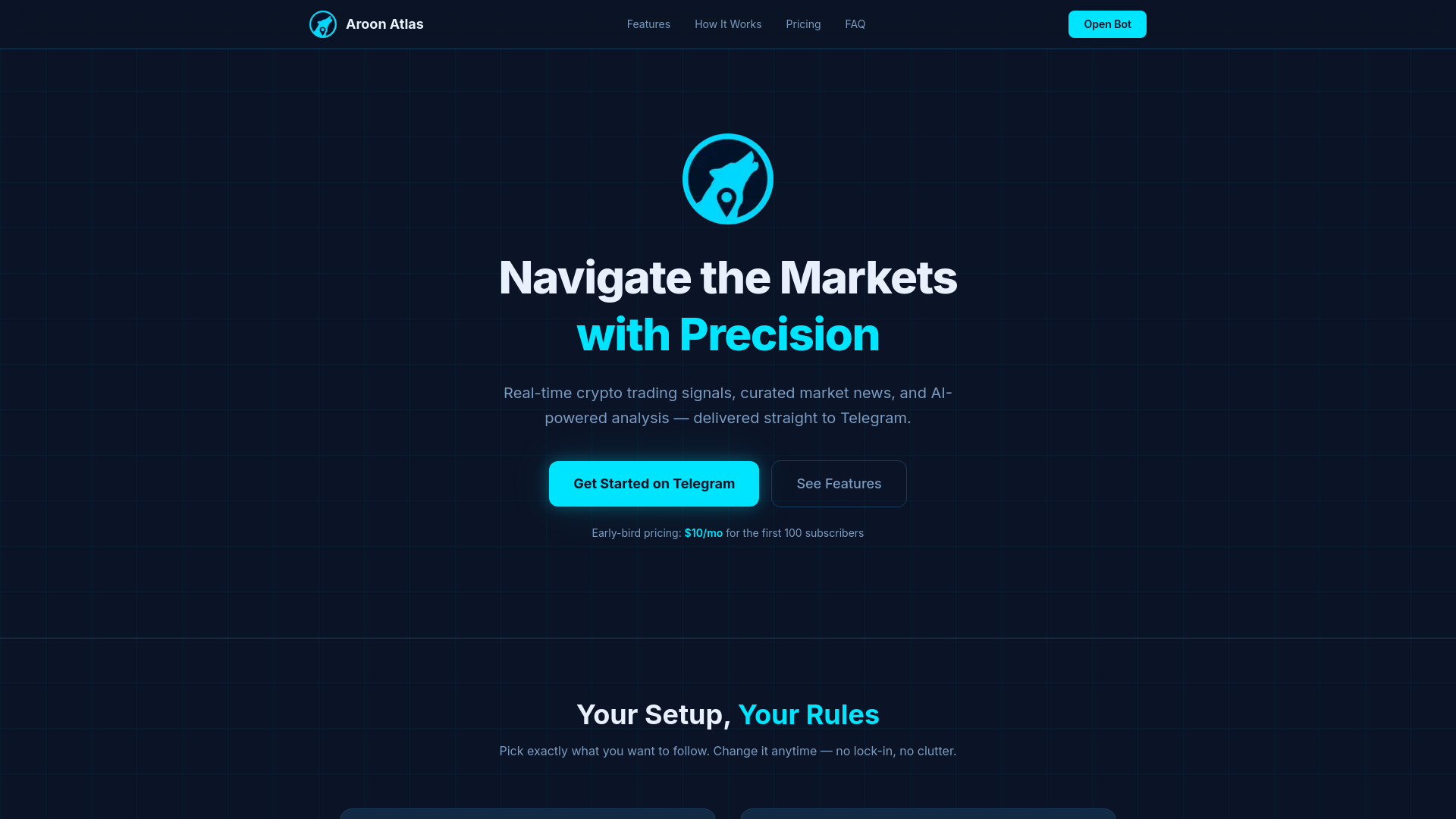 website screenshot of https://aroonatlas.com/