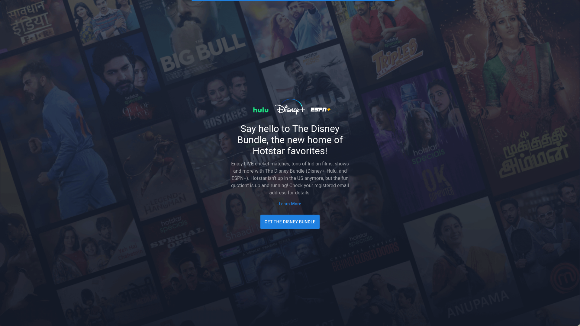 website screenshot of https://www.hotstar.com