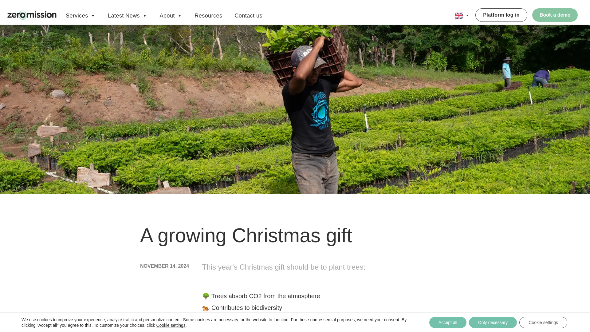 website screenshot of http://zeromission.se/en