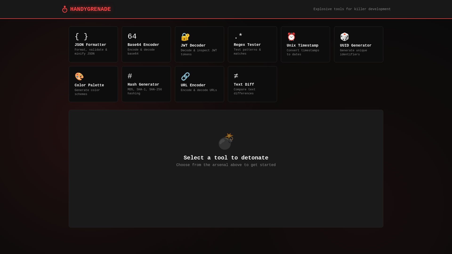 website screenshot of https://handygrenade.pages.dev/
