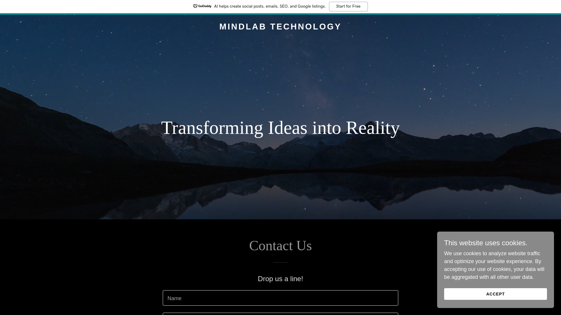 website screenshot of https://mindlabtechnology.com