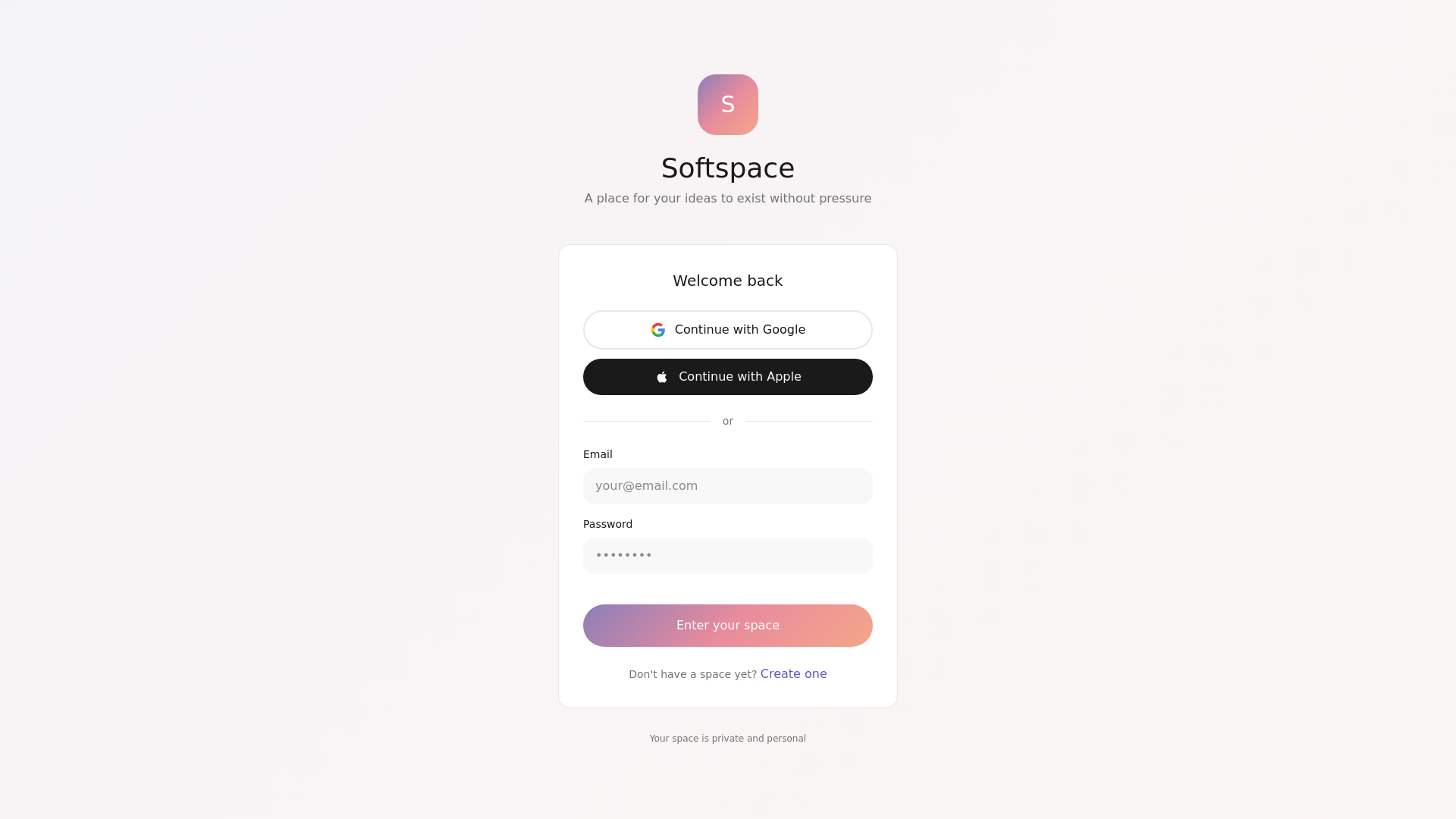 website screenshot of https://softspaceapp.com