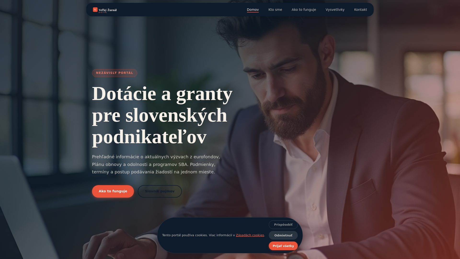 website screenshot of https://velkyzurnal.digital