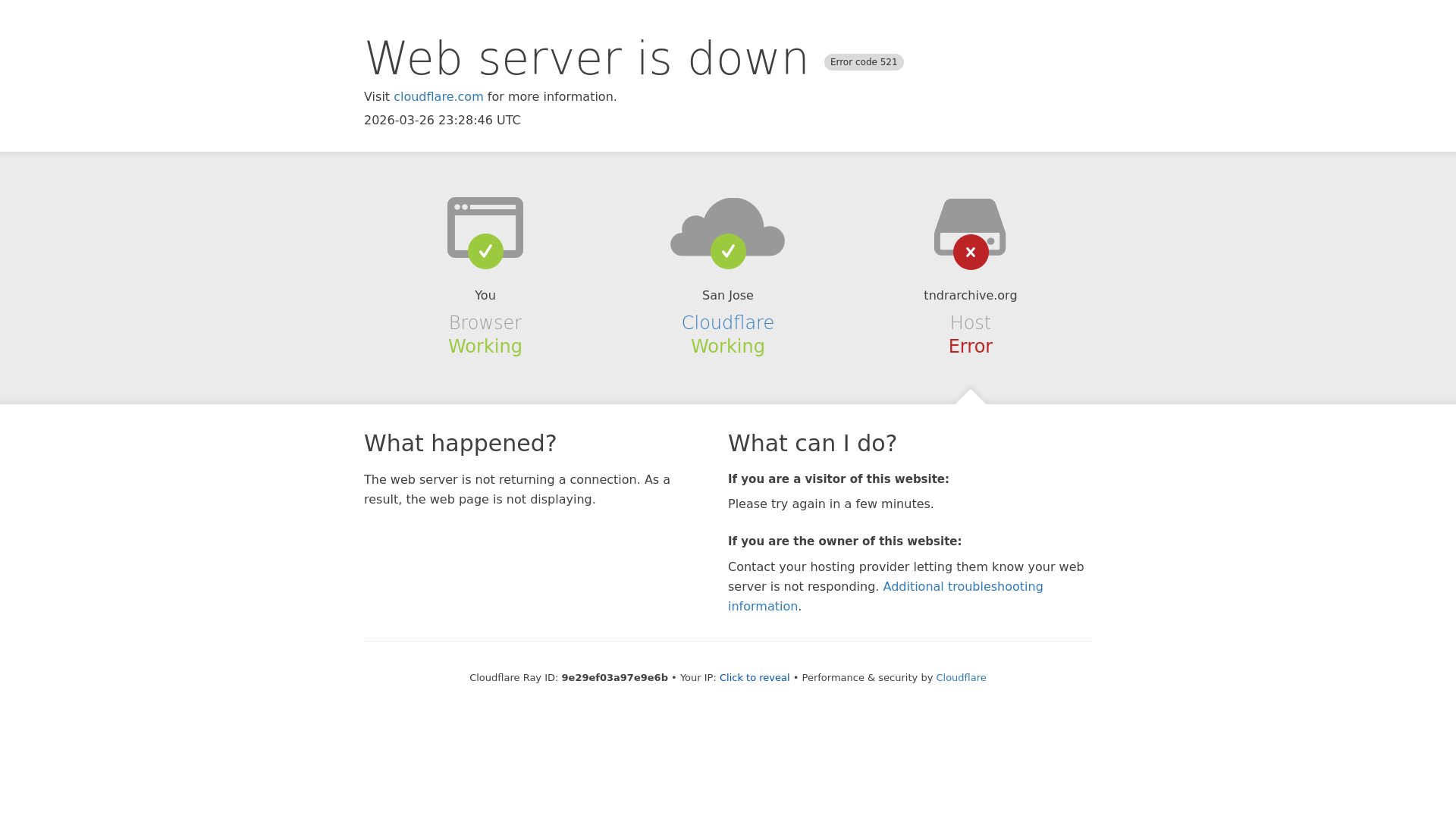 website screenshot of https://tndrarchive.org/