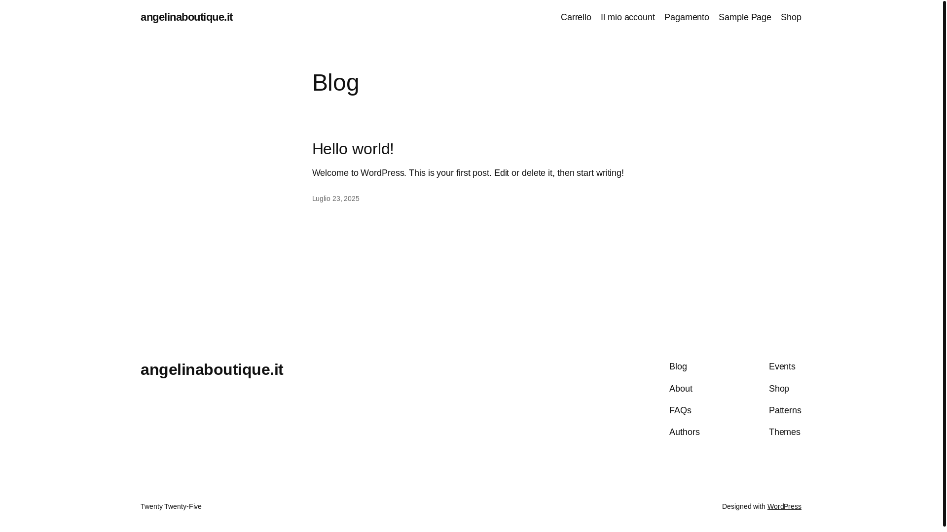 website screenshot of https://angelinaboutique.it/