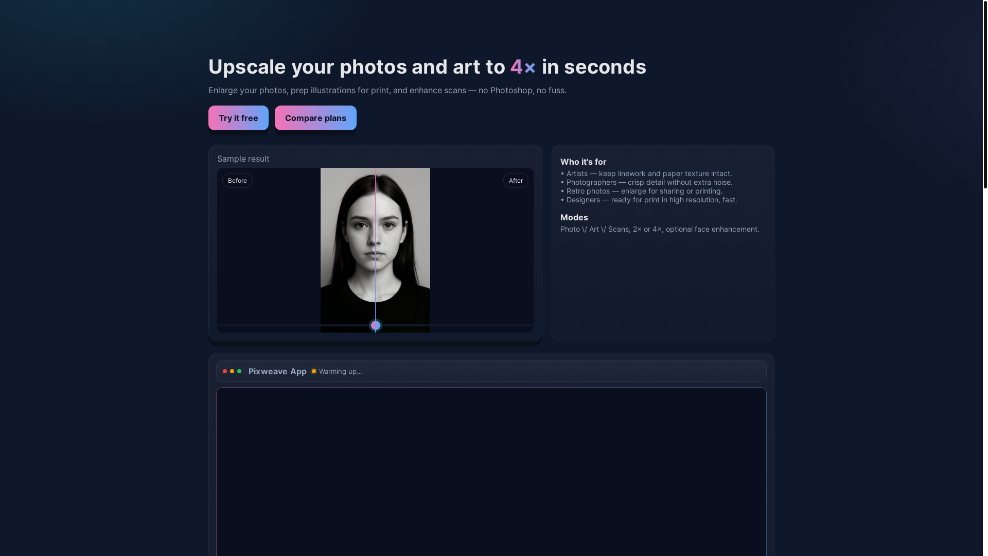 website screenshot of https://pixweave.net/