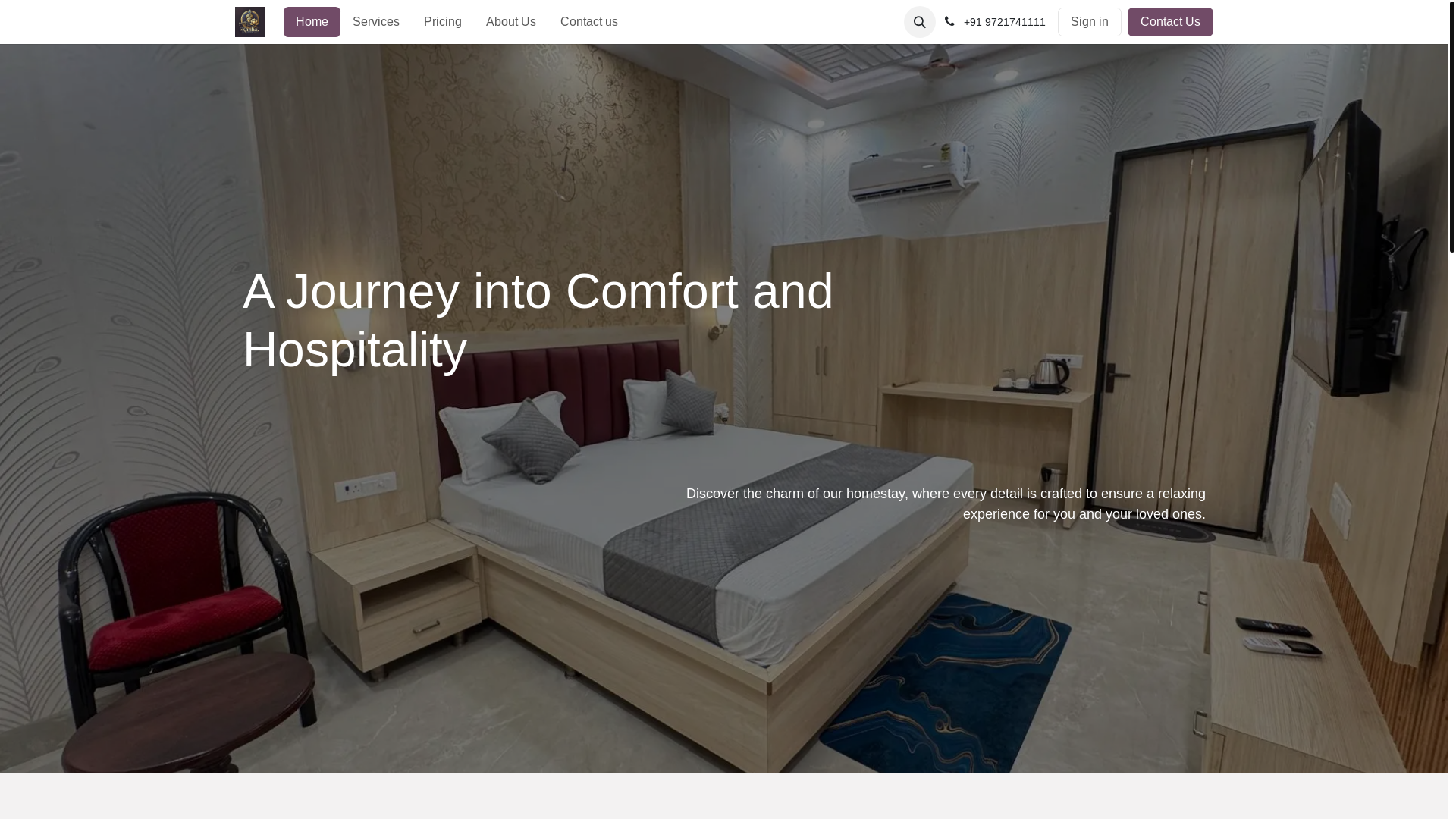 website screenshot of https://vrindavankanharetreat.com/