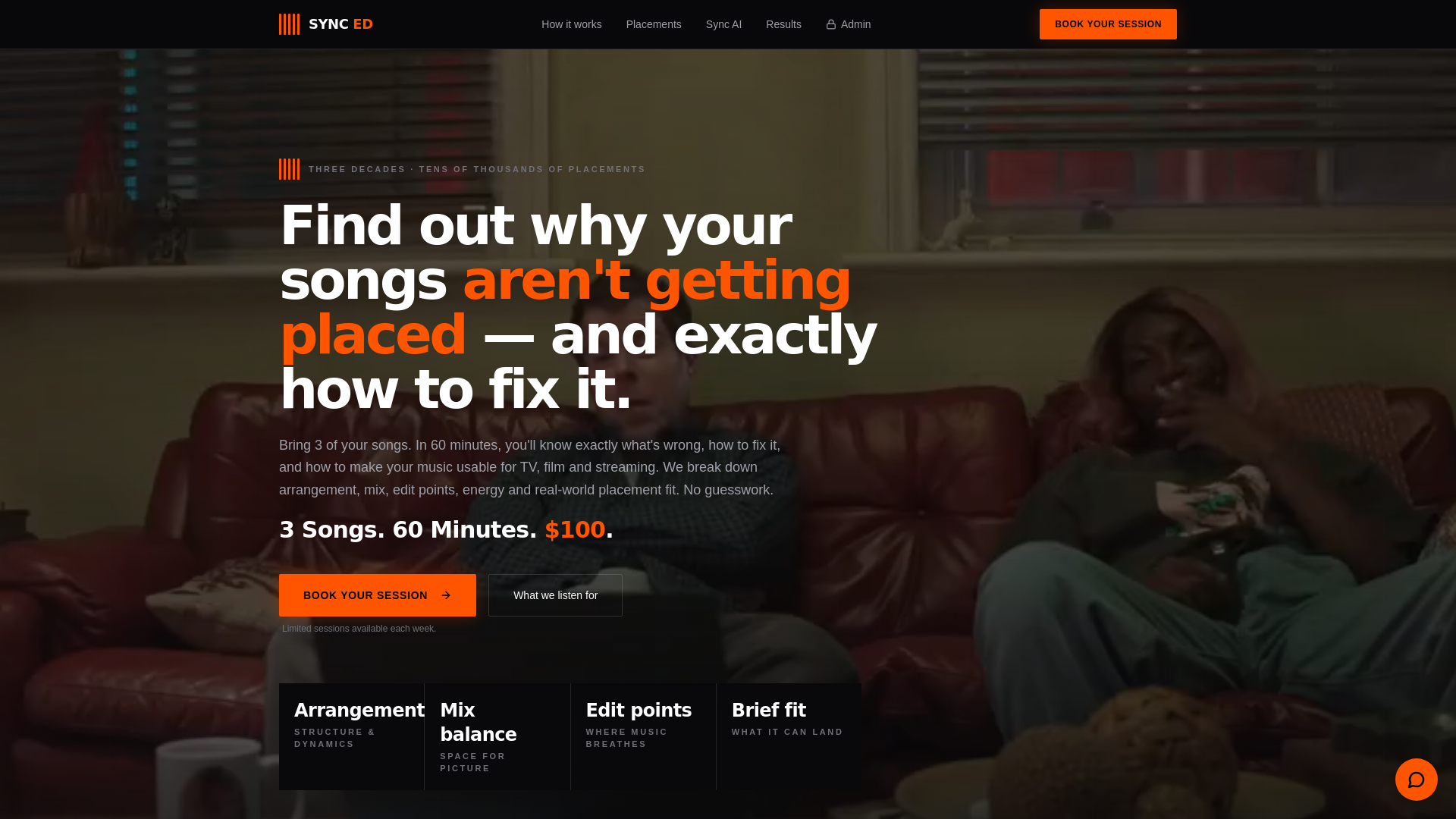 website screenshot of https://getsyncs.co/