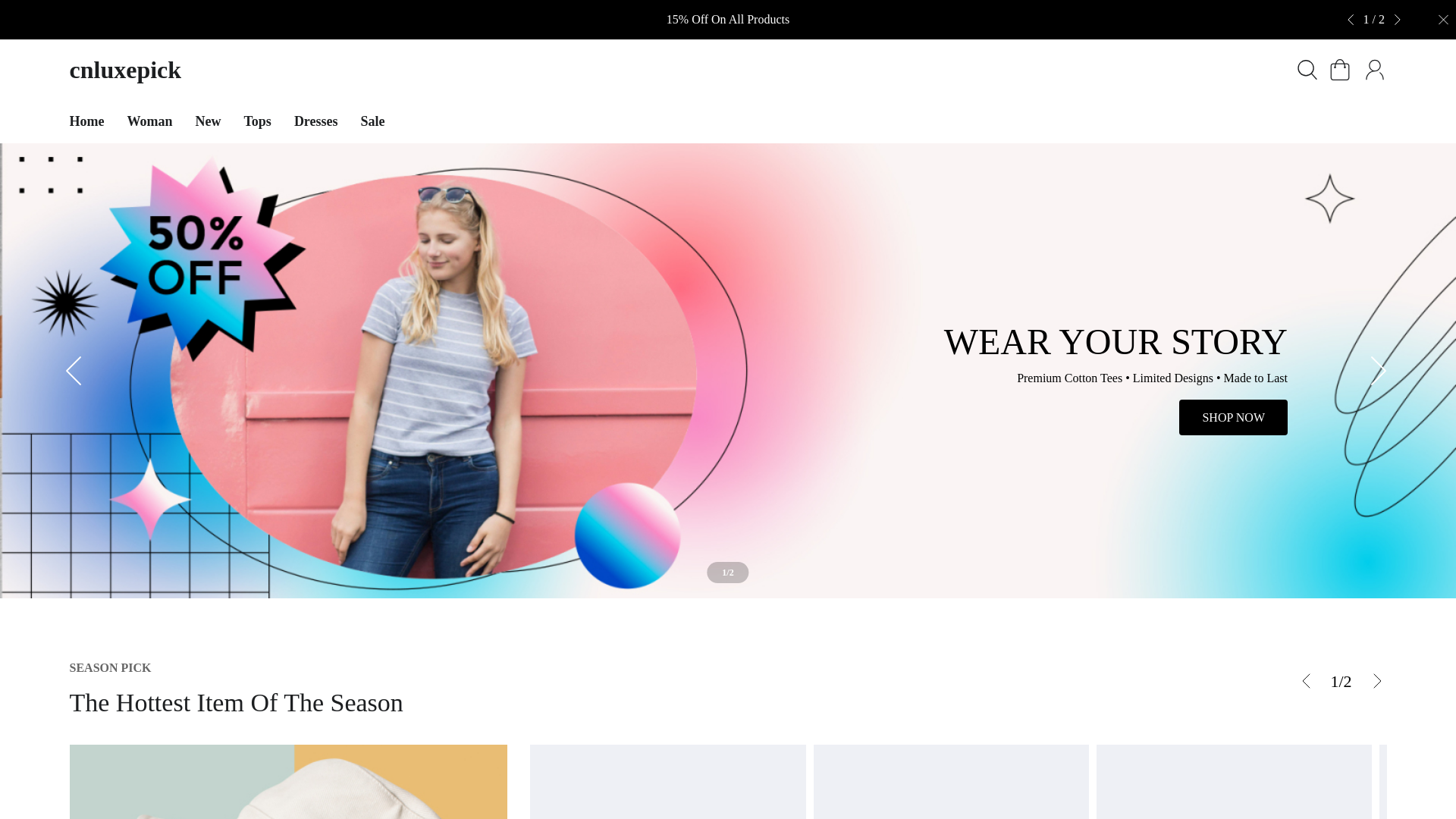 website screenshot of https://cnluxepick.com/