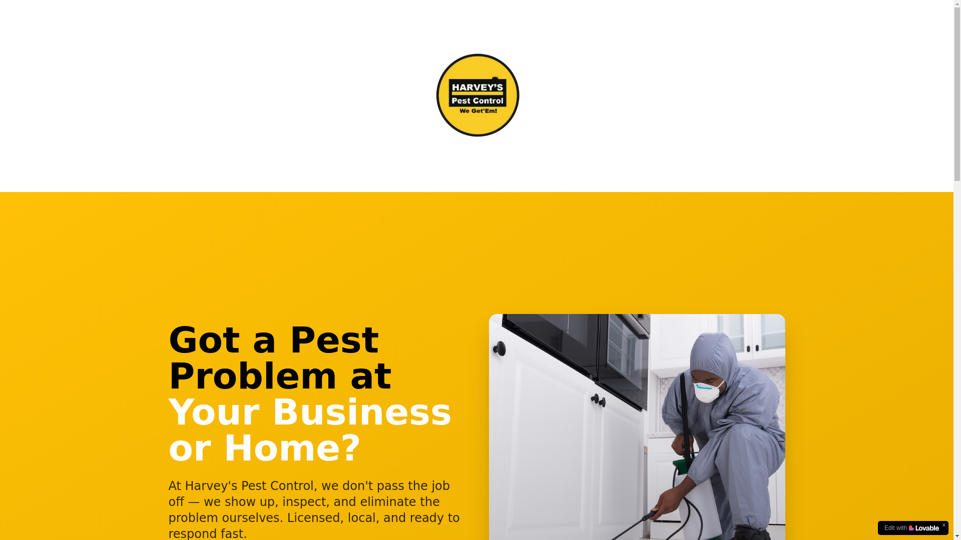 website screenshot of https://harveyspestcontrolla.com/