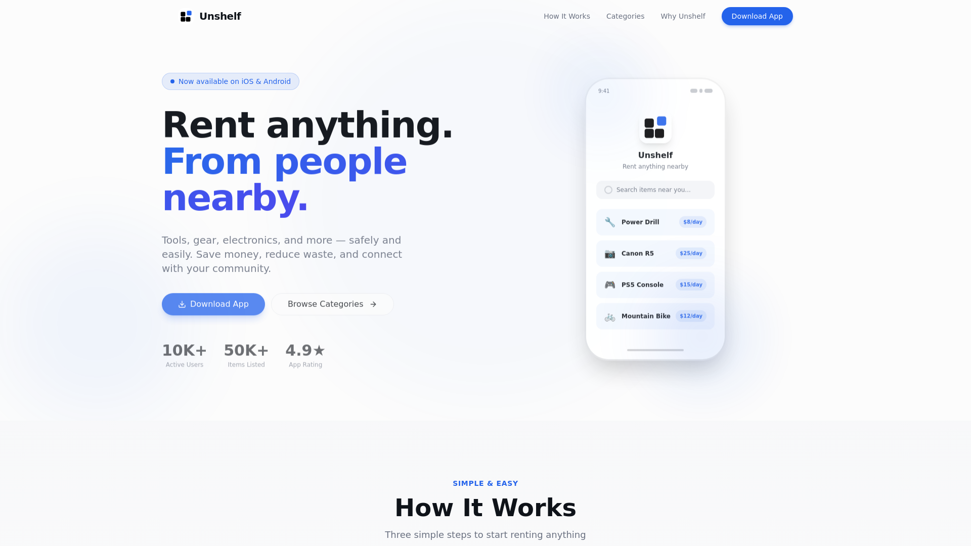 website screenshot of https://unshelf-prod.pages.dev/
