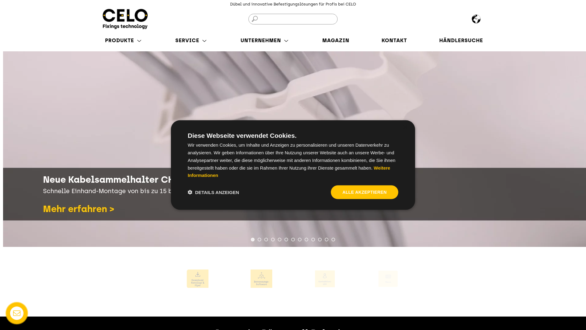 website screenshot of https://www.celofixings.com?utm_source=qr_code