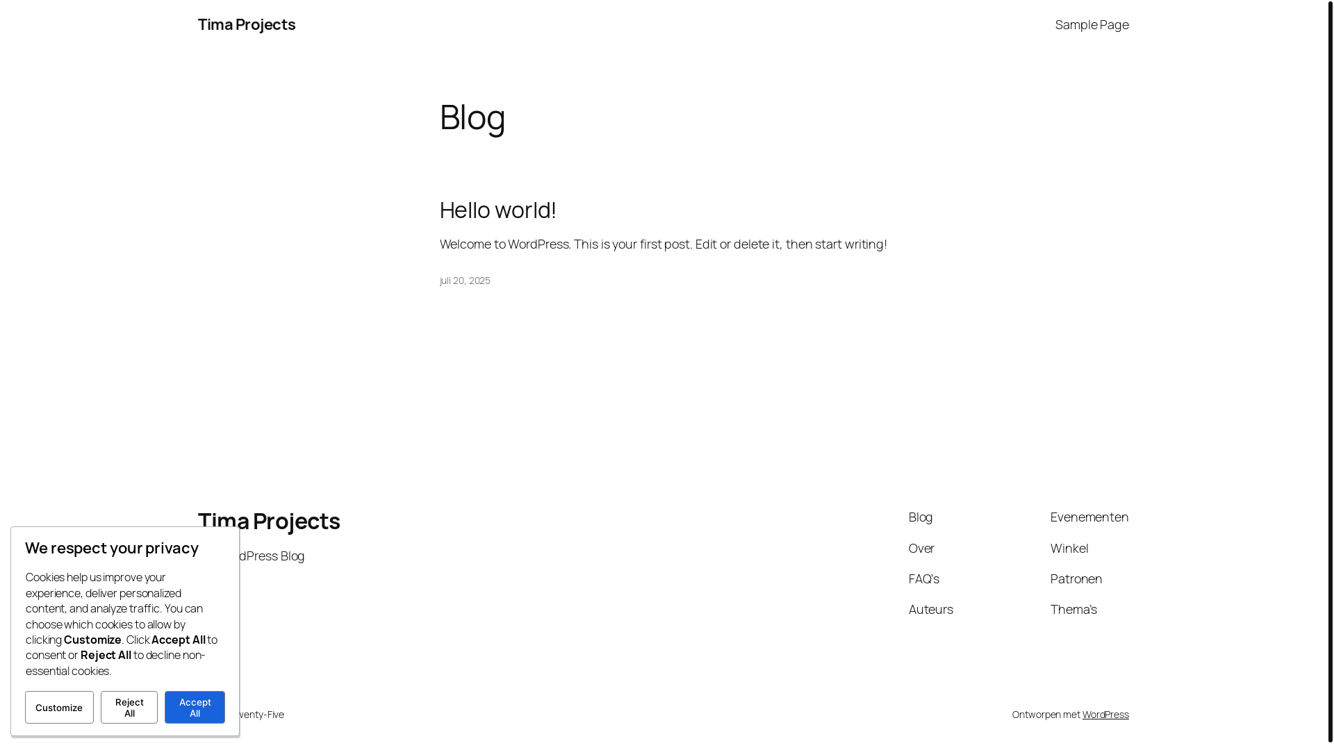 website screenshot of https://tima-projects.be/