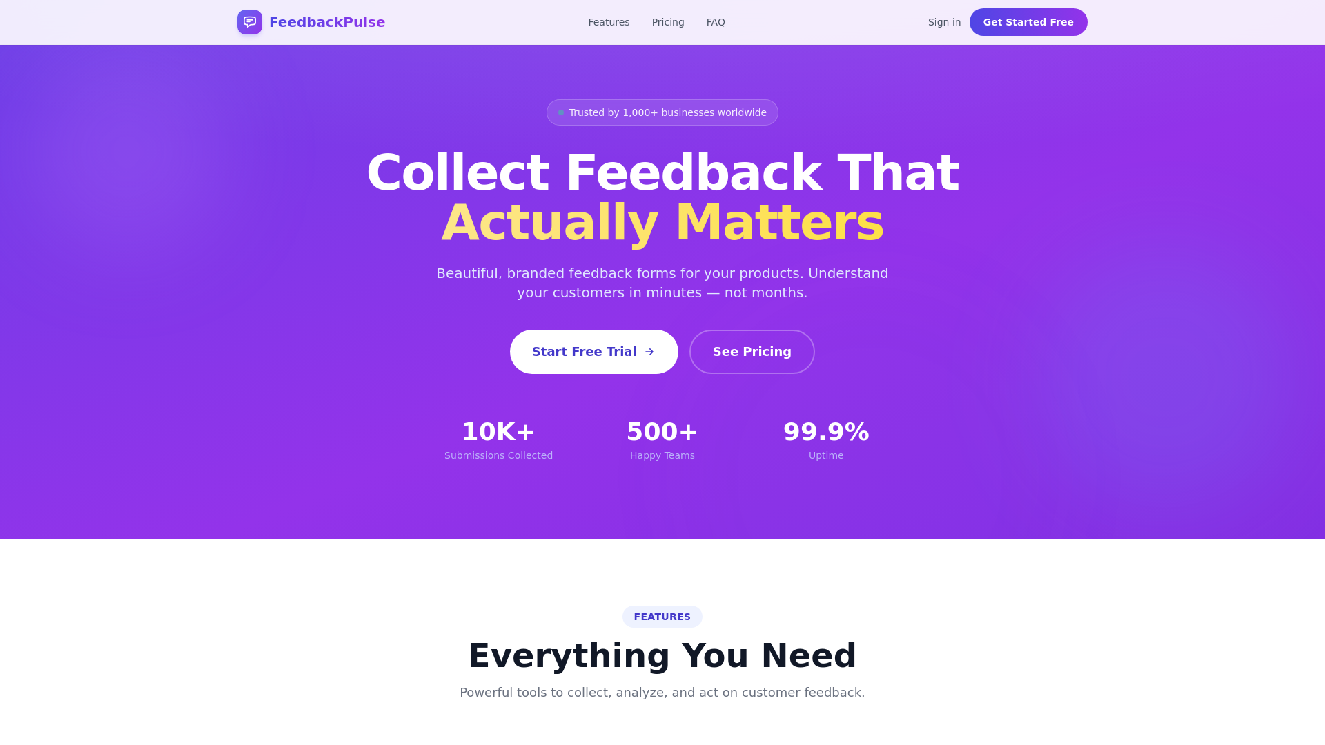 website screenshot of https://thefeedbackpulse.app/