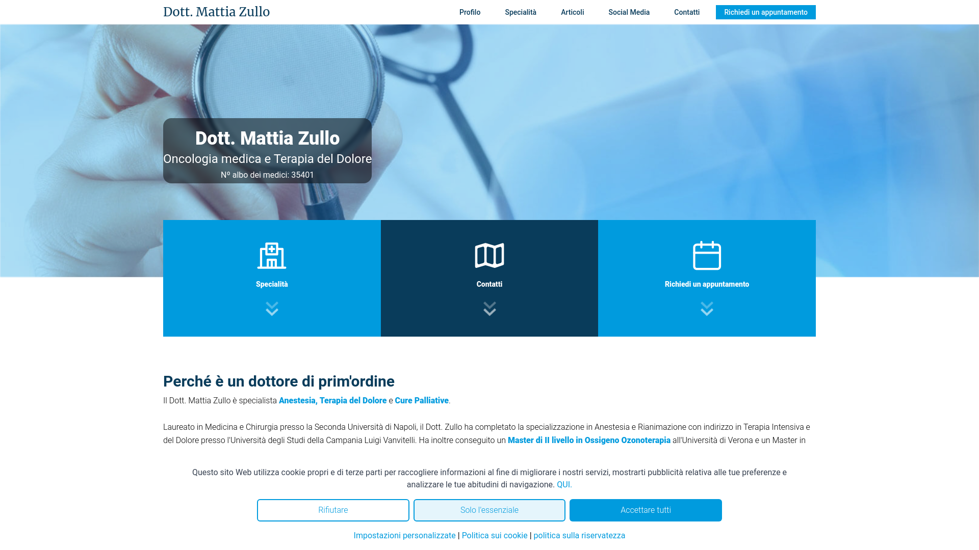 website screenshot of https://mattiazulloterapiadeldolore.it/