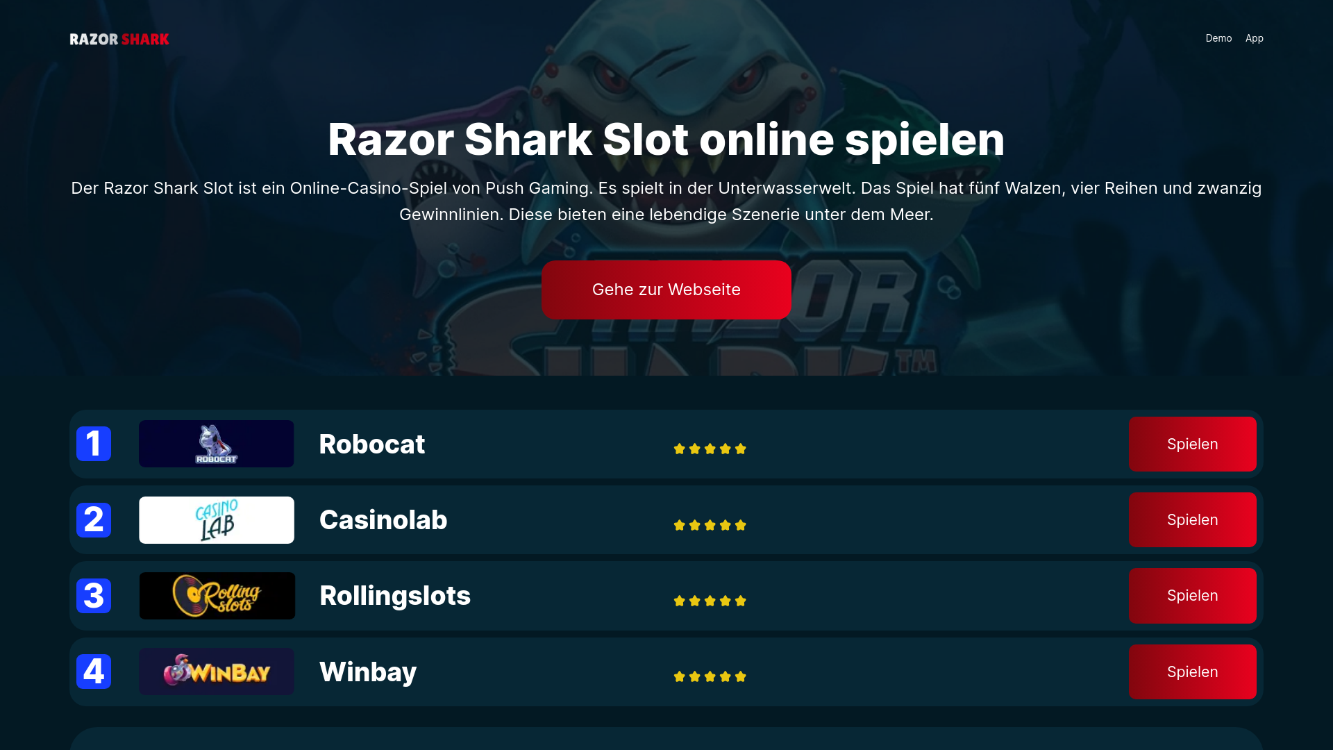 website screenshot of https://razor-shark-deutschland.de