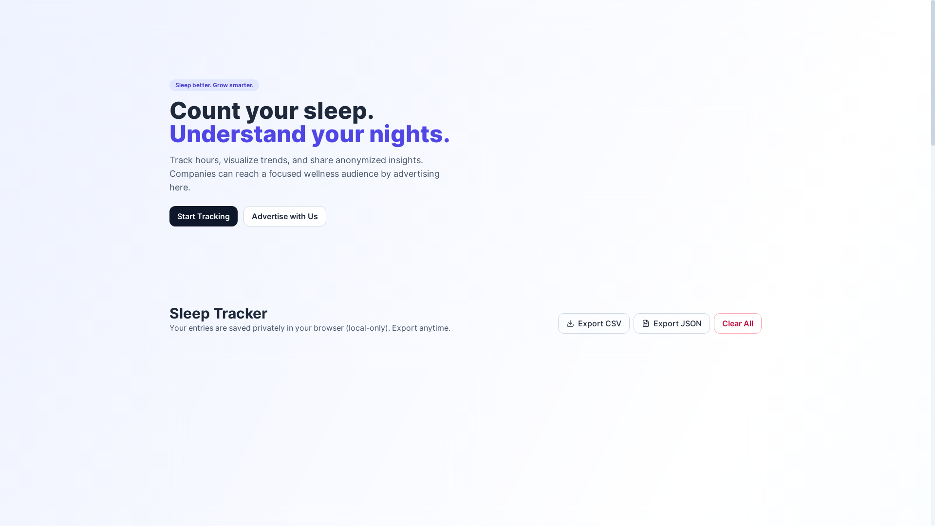 website screenshot of https://sleeptracker.life/