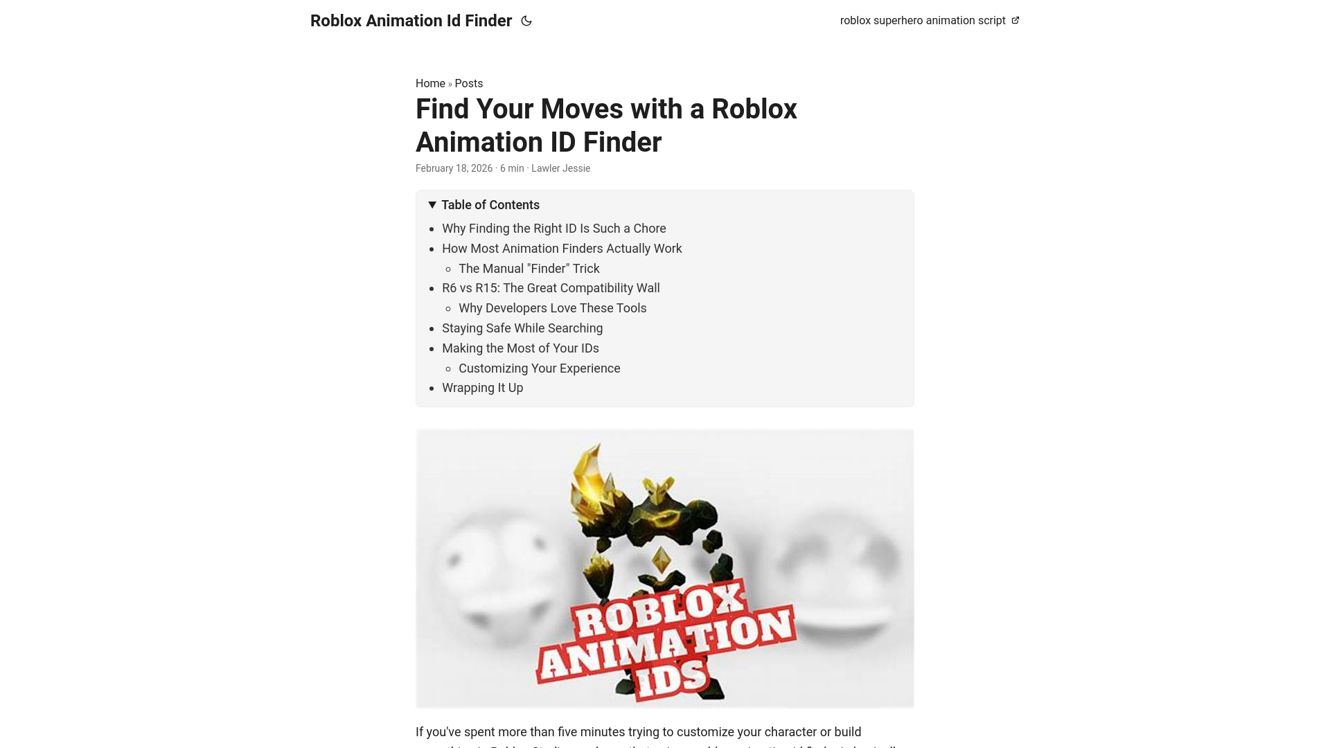 website screenshot of https://roblox-animation-id-finder.pages.dev/