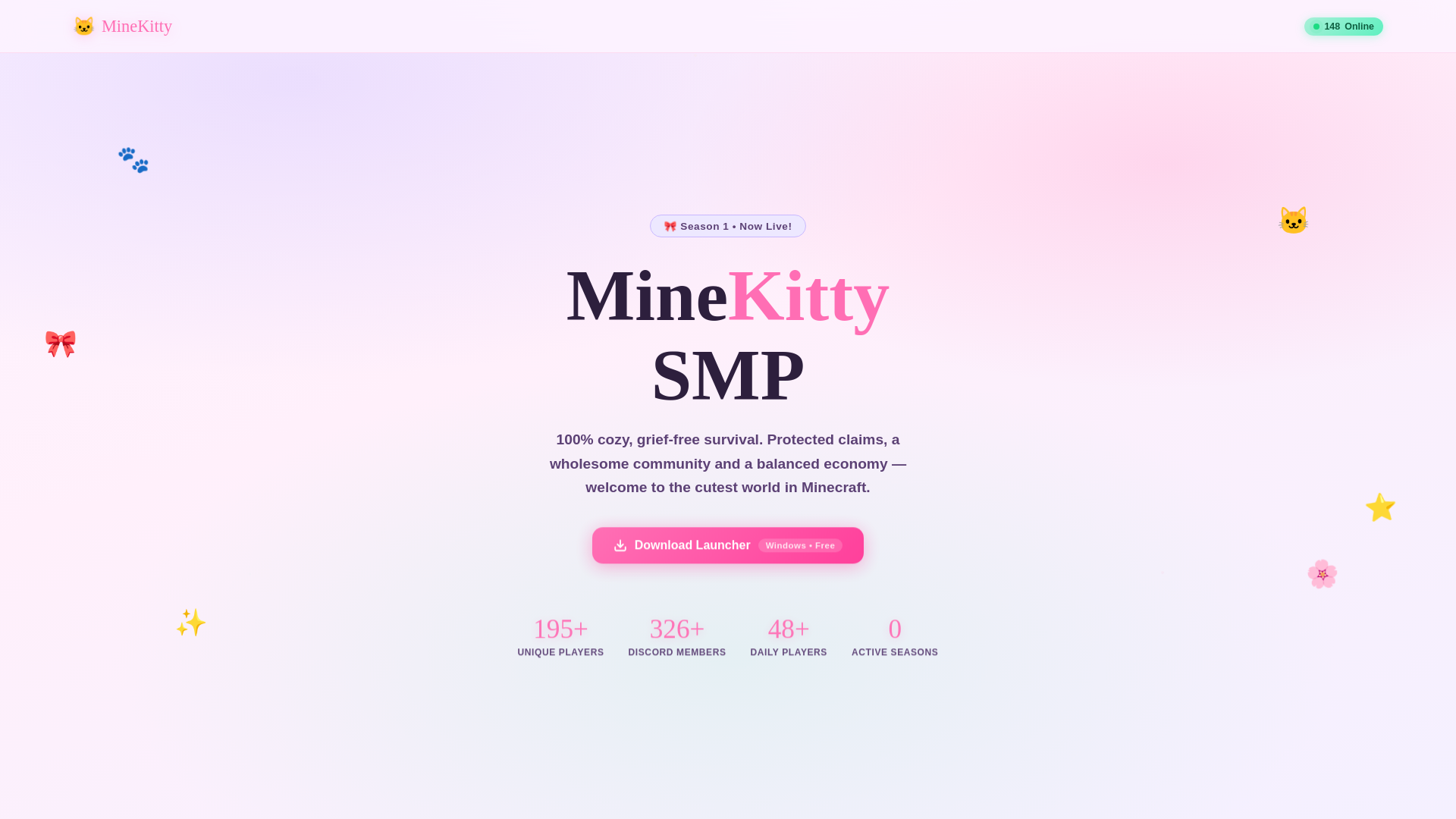 website screenshot of https://minekitty.online/