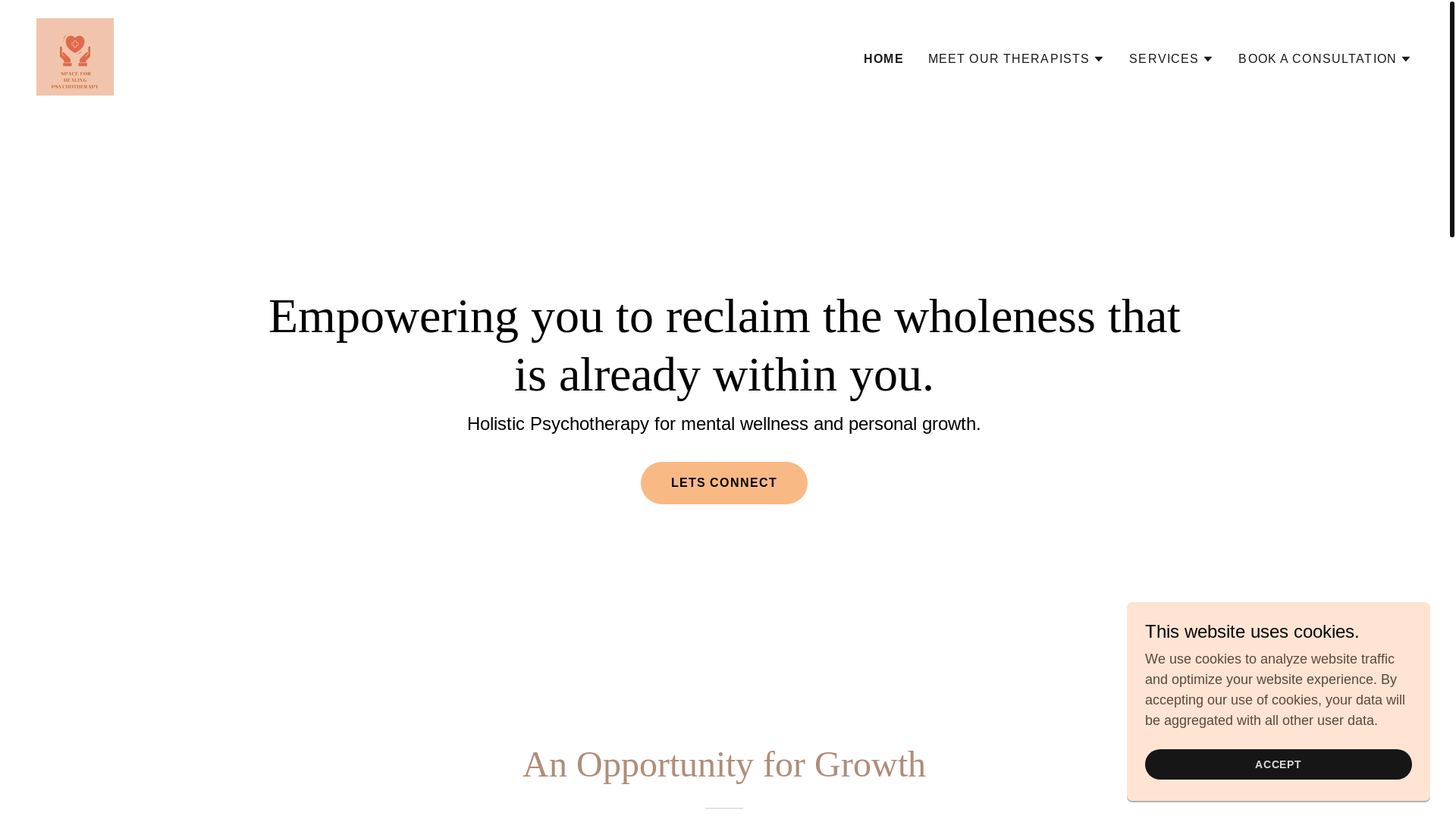 website screenshot of https://spaceforhealingpsychotherapy.com.au/