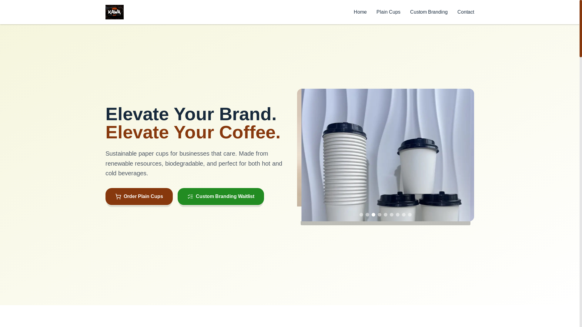 website screenshot of https://kawacups.net/