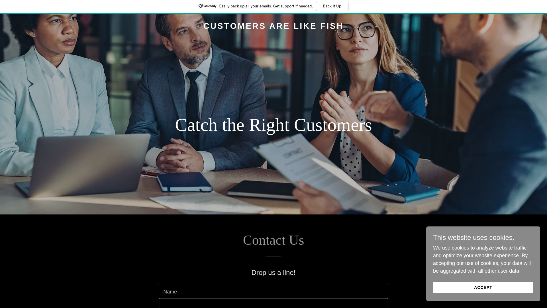 website screenshot of https://customersarelikefish.com/