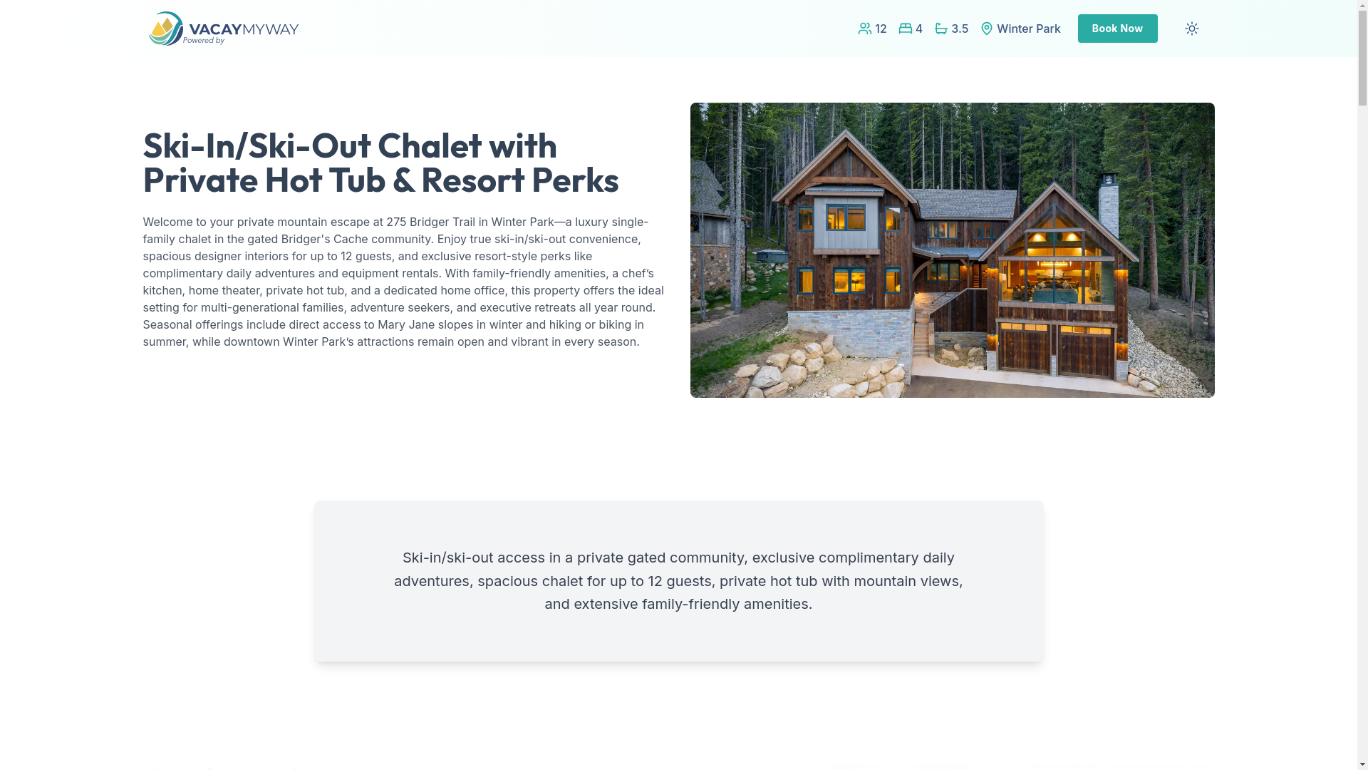 website screenshot of https://alpinecrest.villas/