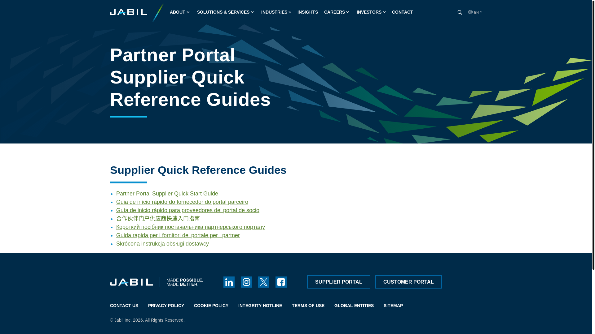 website screenshot of https://jabil.com/supplier/partner-portal-supplier-quick-reference-guides.html