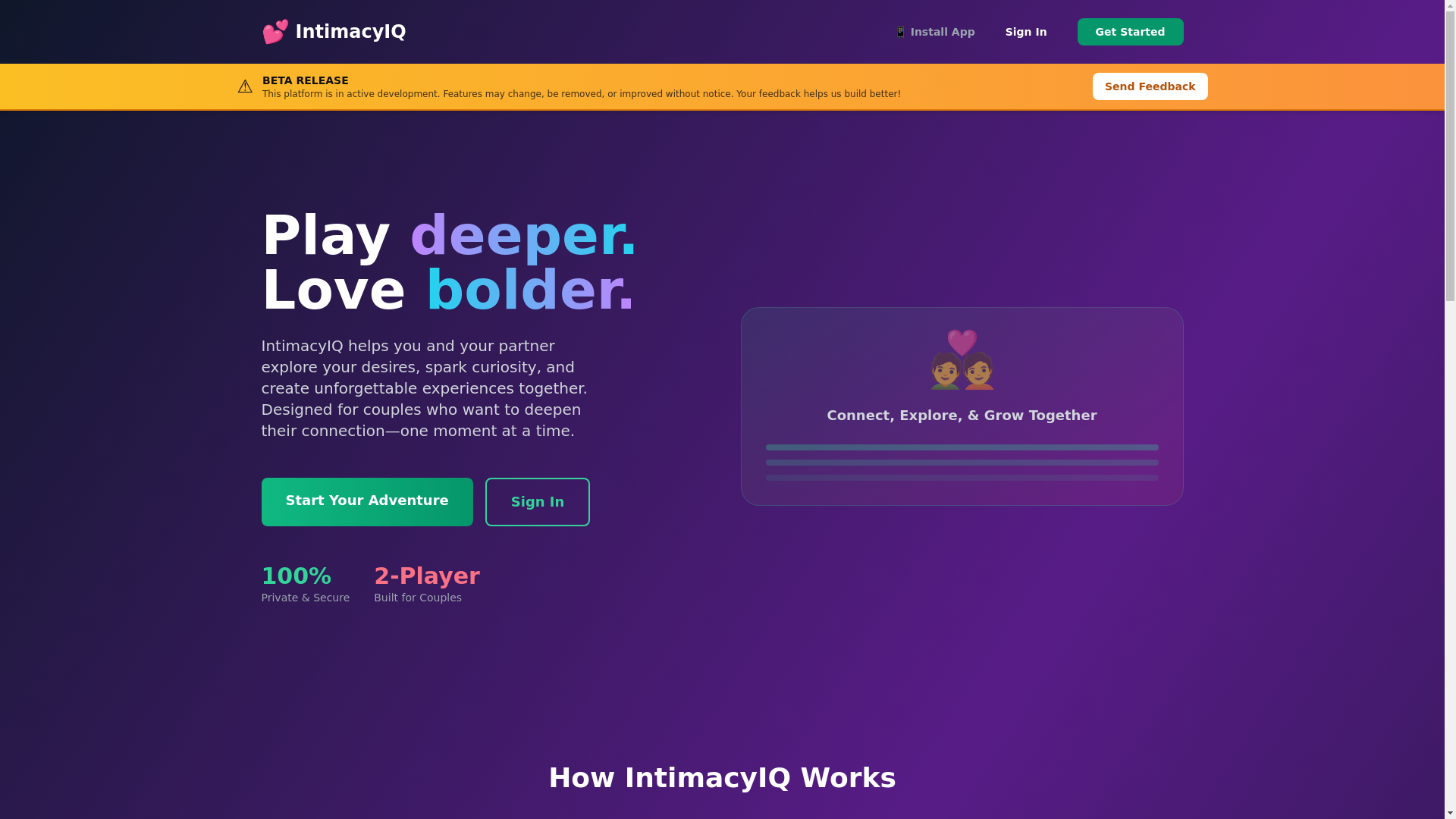 website screenshot of https://intimacyiq.app/
