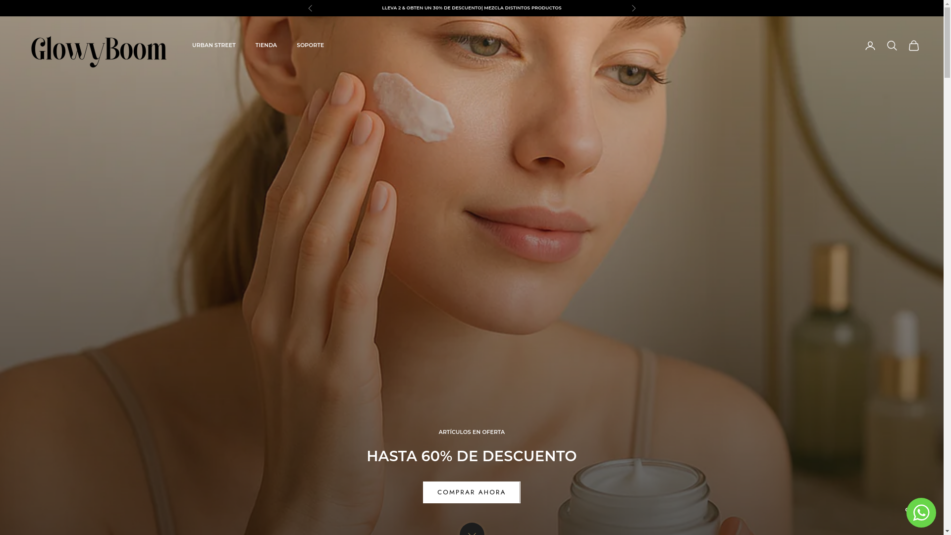 website screenshot of https://glowyboom.com/