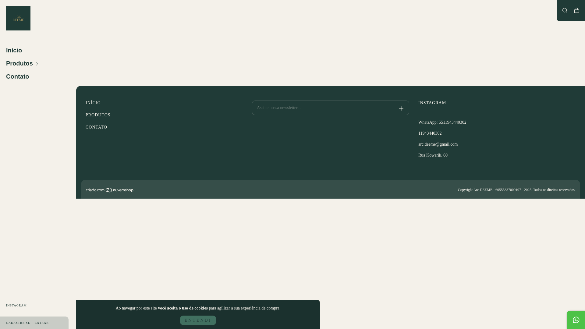 website screenshot of https://arcdeeme.com.br/