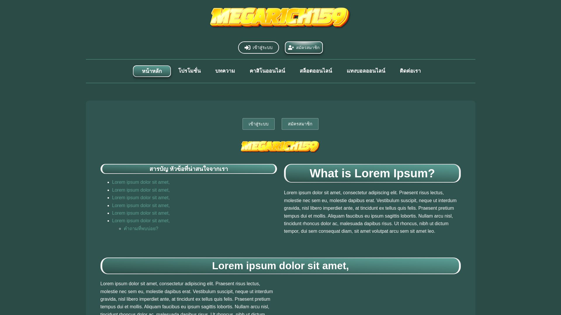 website screenshot of https://megarich159ss.com/