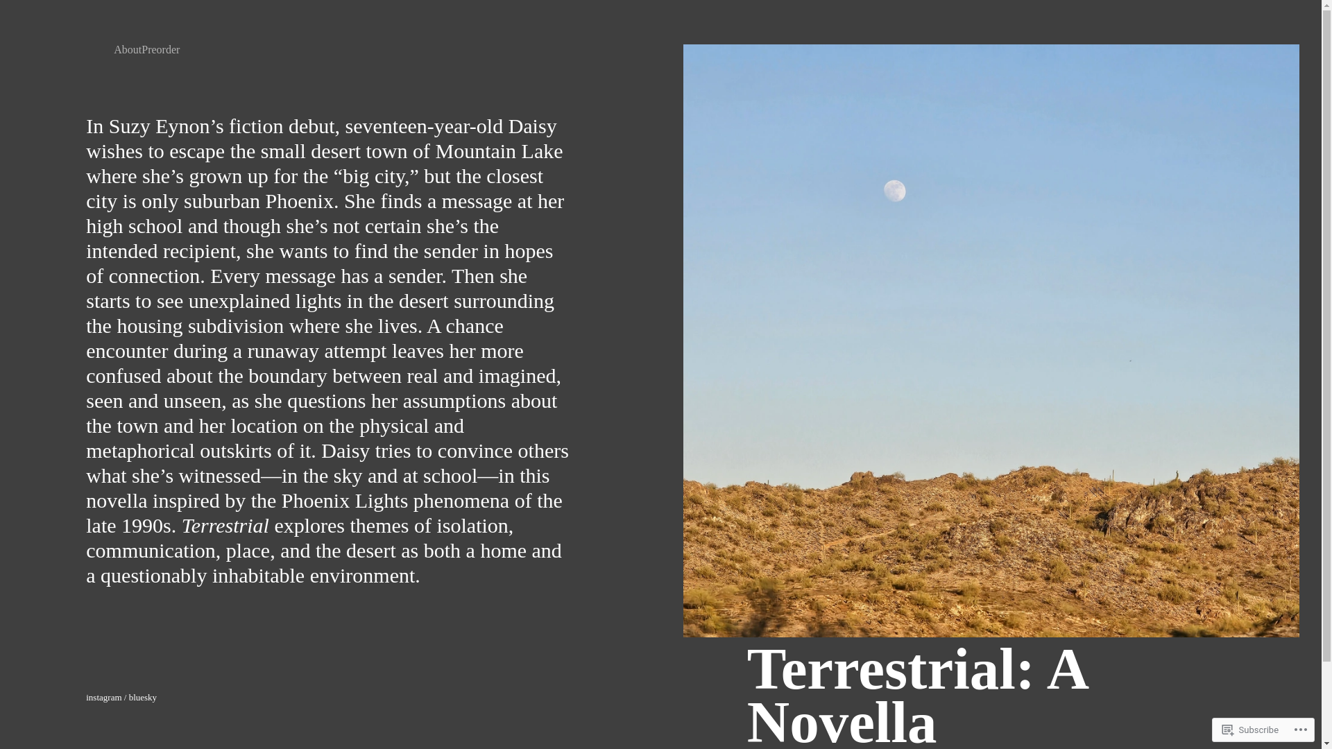 website screenshot of https://terrestrialnovella.com/