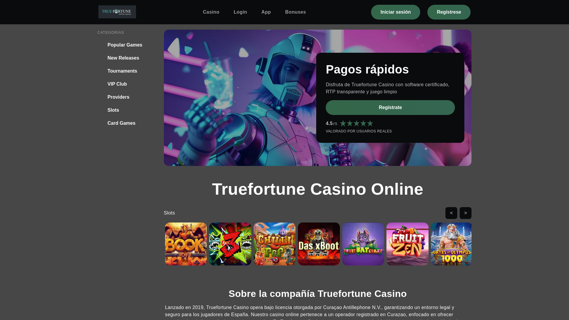website screenshot of https://truefortunecasinospain-com.pages.dev/