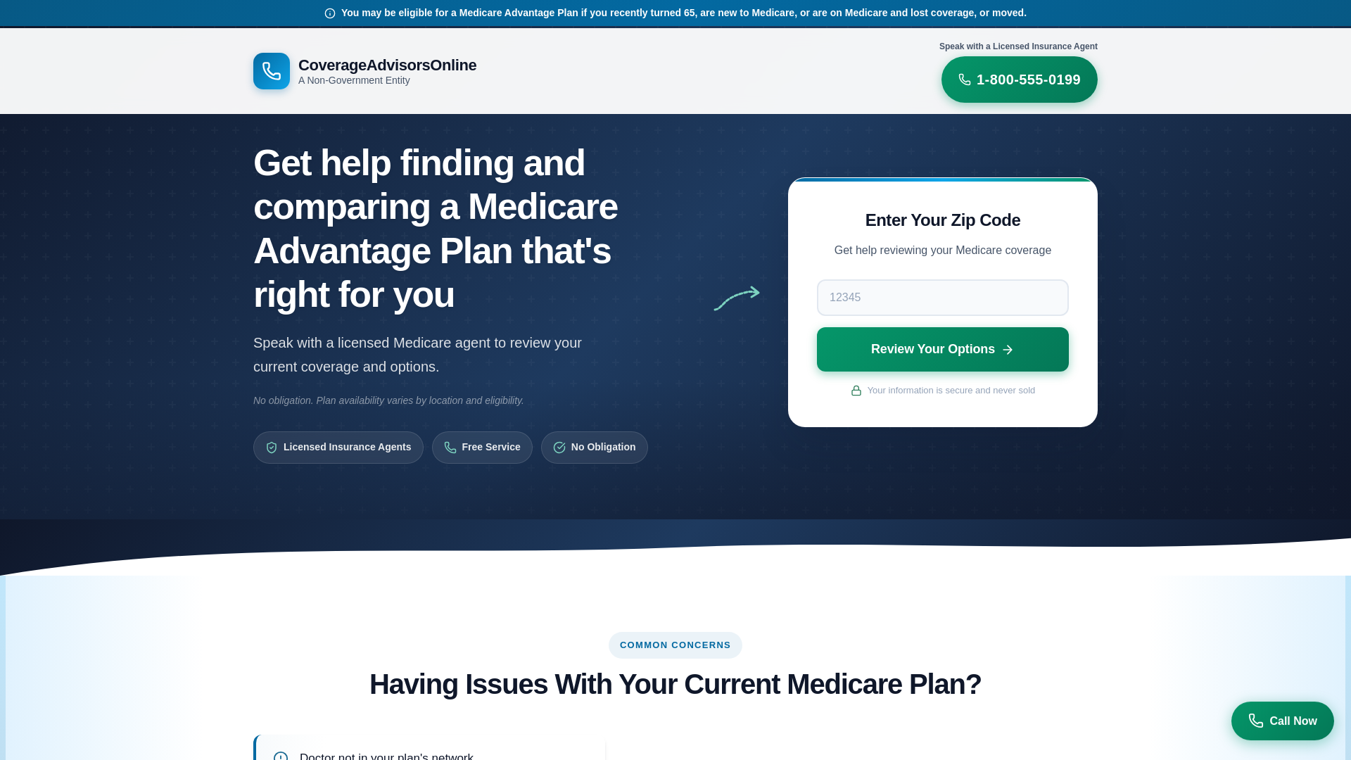 website screenshot of https://coverageadvisorsonline.com/